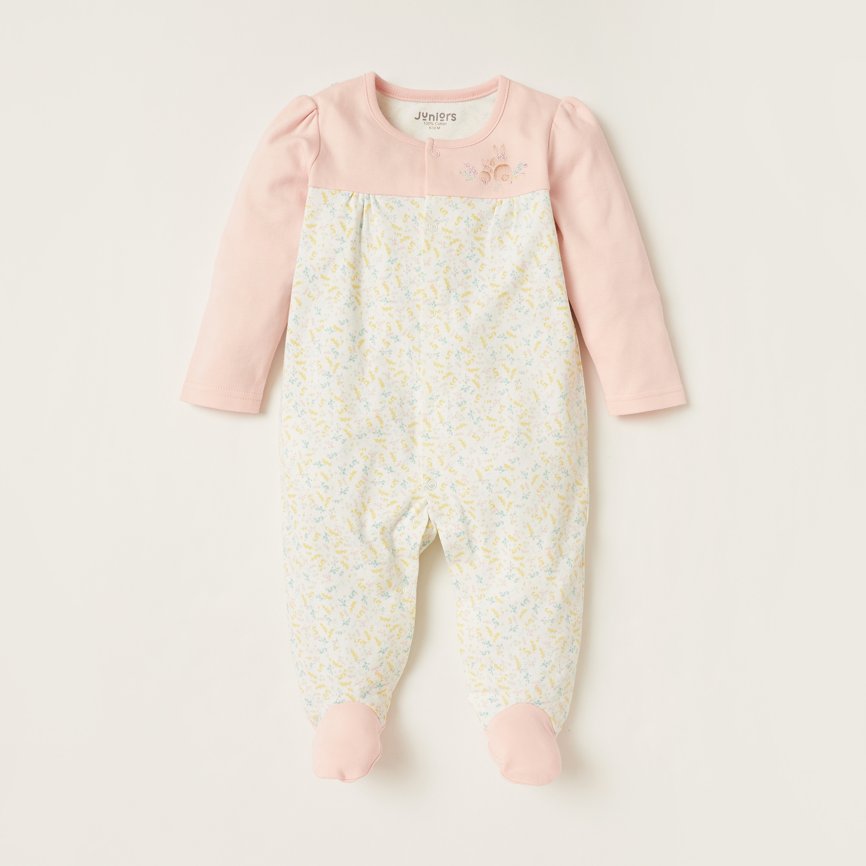 Juniors All-Over Print Closed Feet Sleepsuit with Long Sleeves-baby-girls-clothing-nightwear-sleepsuits-image-1