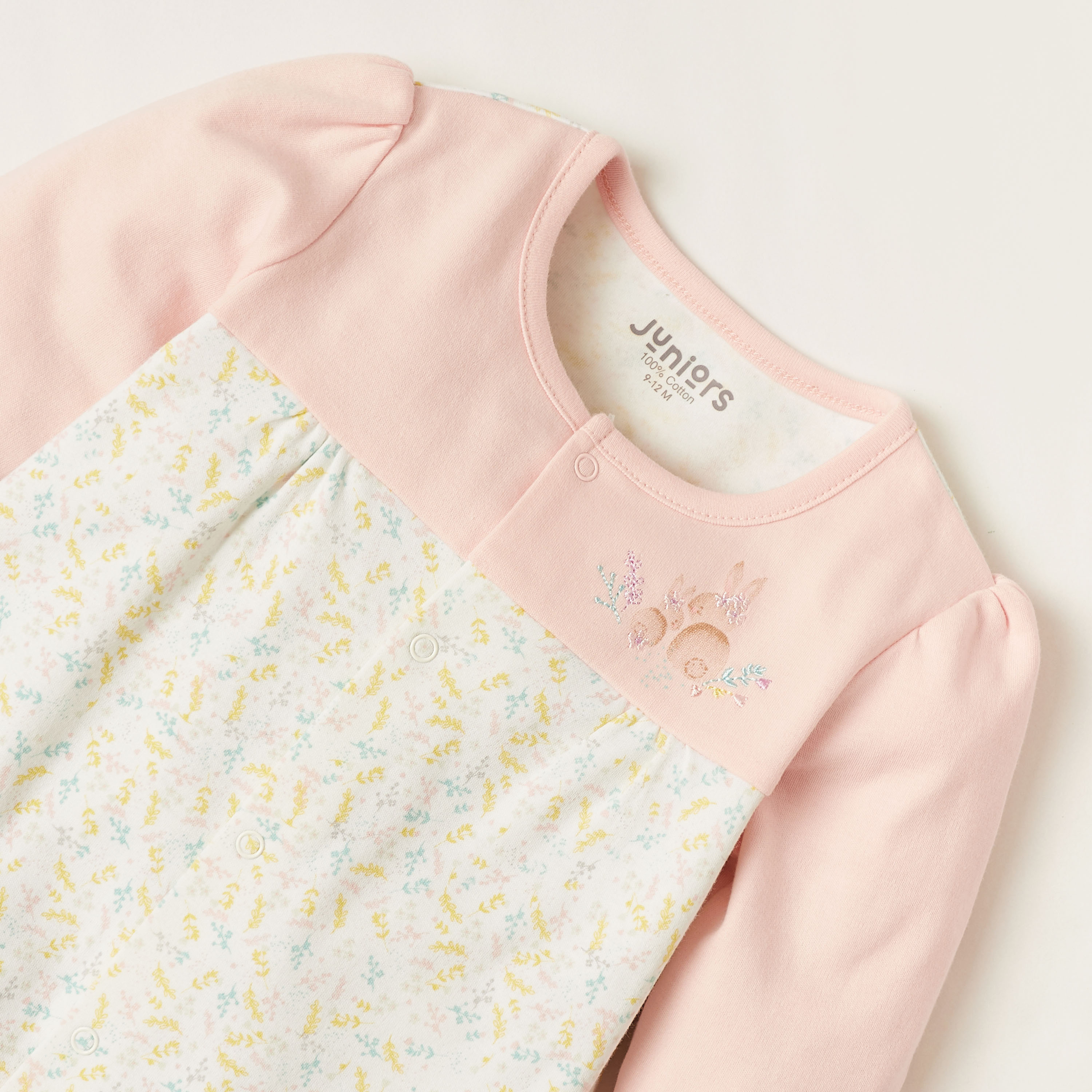 Juniors All-Over Print Closed Feet Sleepsuit with Long Sleeves-baby-girls-clothing-nightwear-sleepsuits-image-2