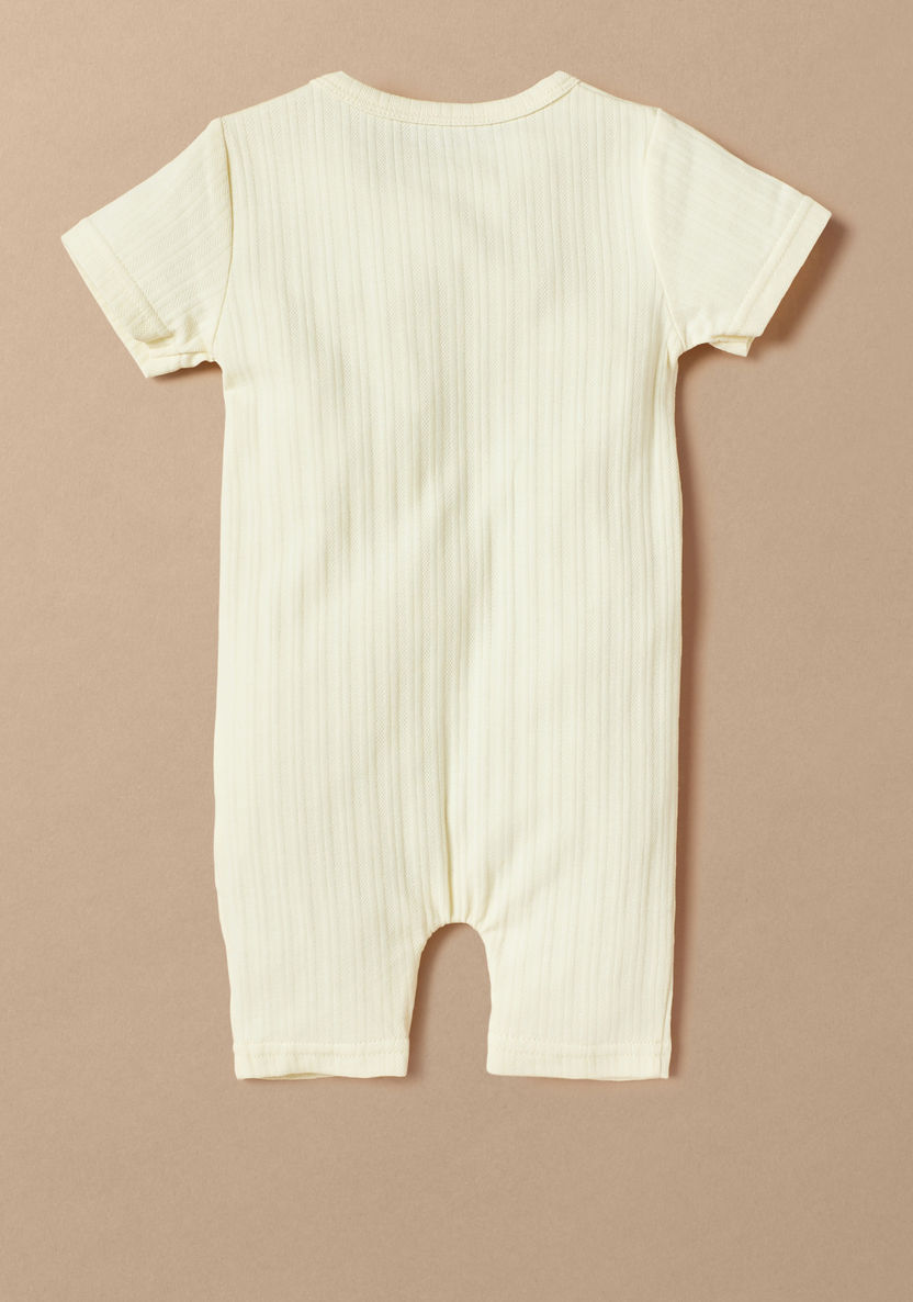 Juniors Textured Romper with Button Closure-Rompers, Dungarees & Jumpsuits-image-3