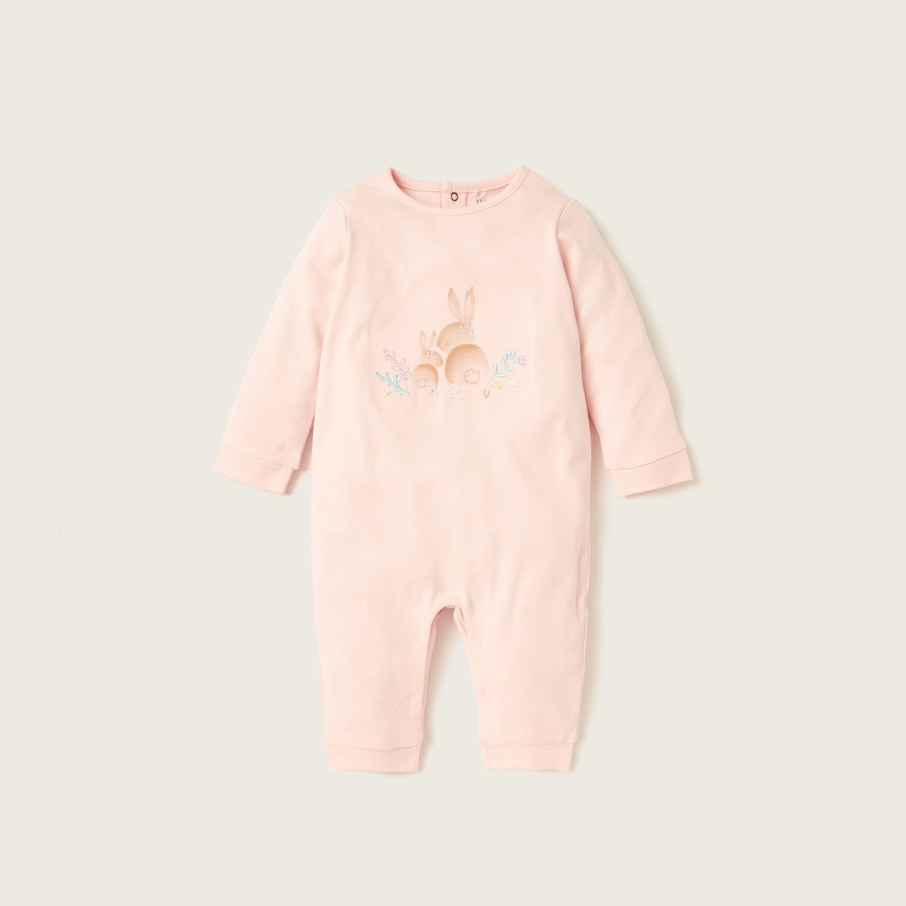 Juniors Graphic Print Sleepsuit with Long Sleeves-baby-girls-clothing-nightwear-sleepsuits-image-1