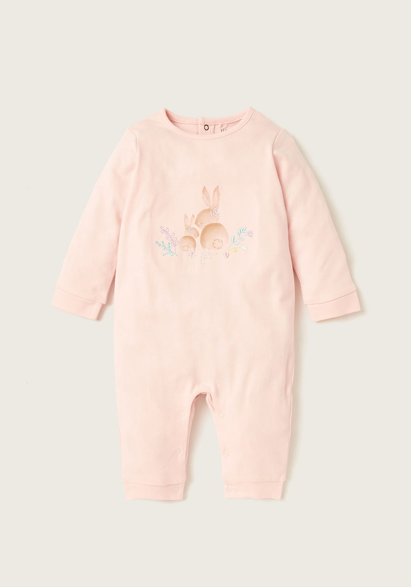 Juniors Graphic Print Sleepsuit with Long Sleeves-Sleepsuits-image-0