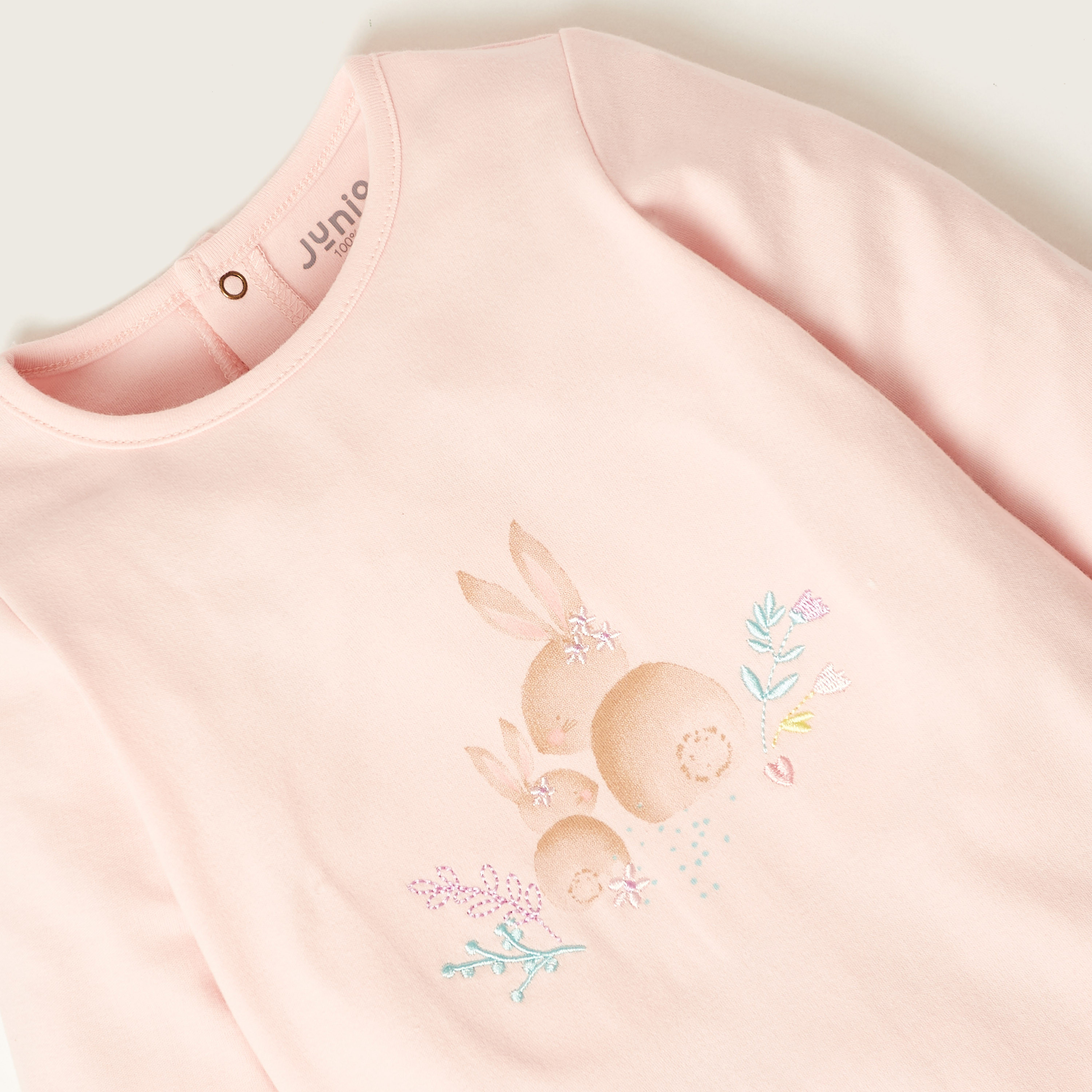 Juniors Graphic Print Sleepsuit with Long Sleeves-baby-girls-clothing-nightwear-sleepsuits-image-2