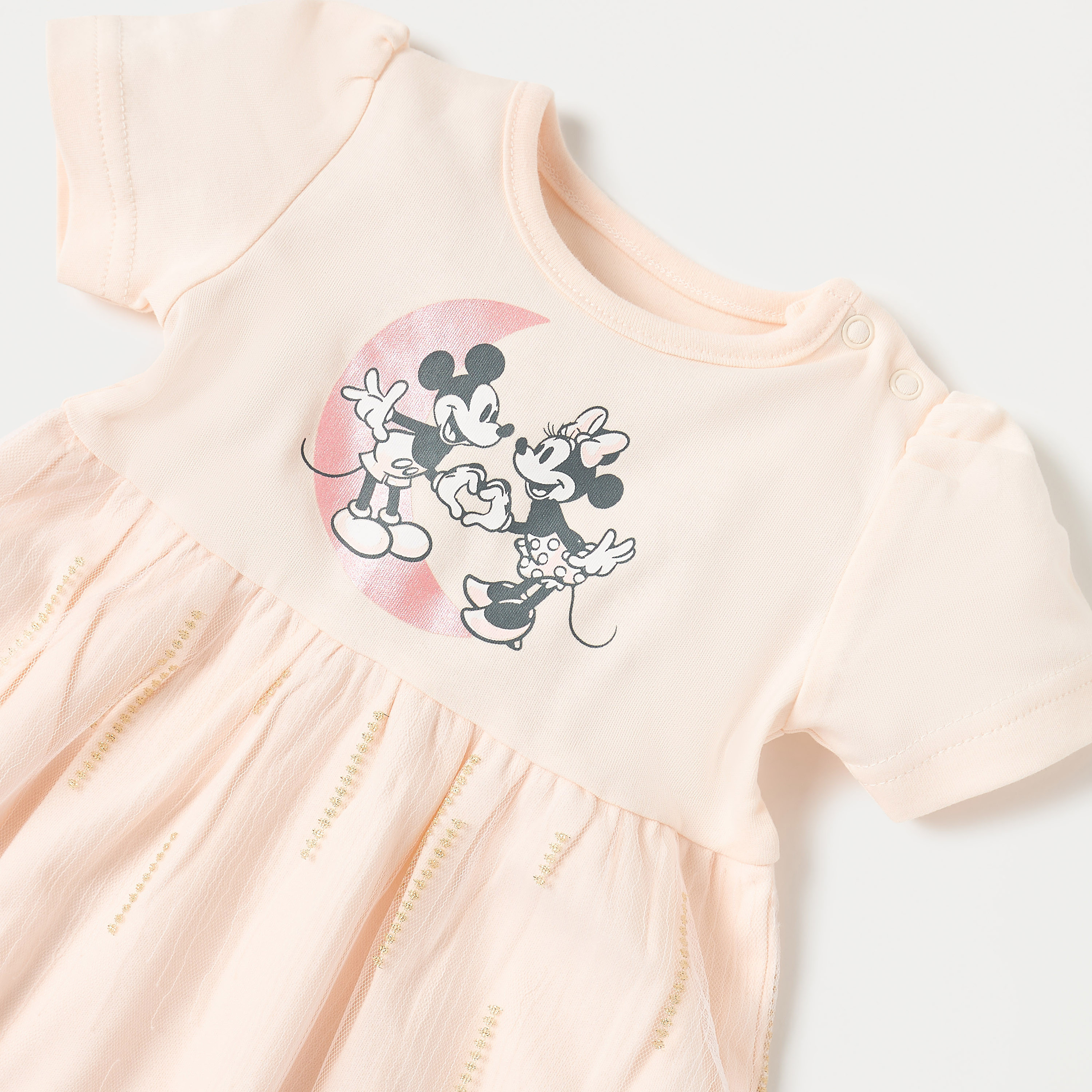 Disney Mickey and Minnie Mouse Print A-line Dress with Short Sleeves-baby-girls-clothing-dressesandjumpsuits-image-2