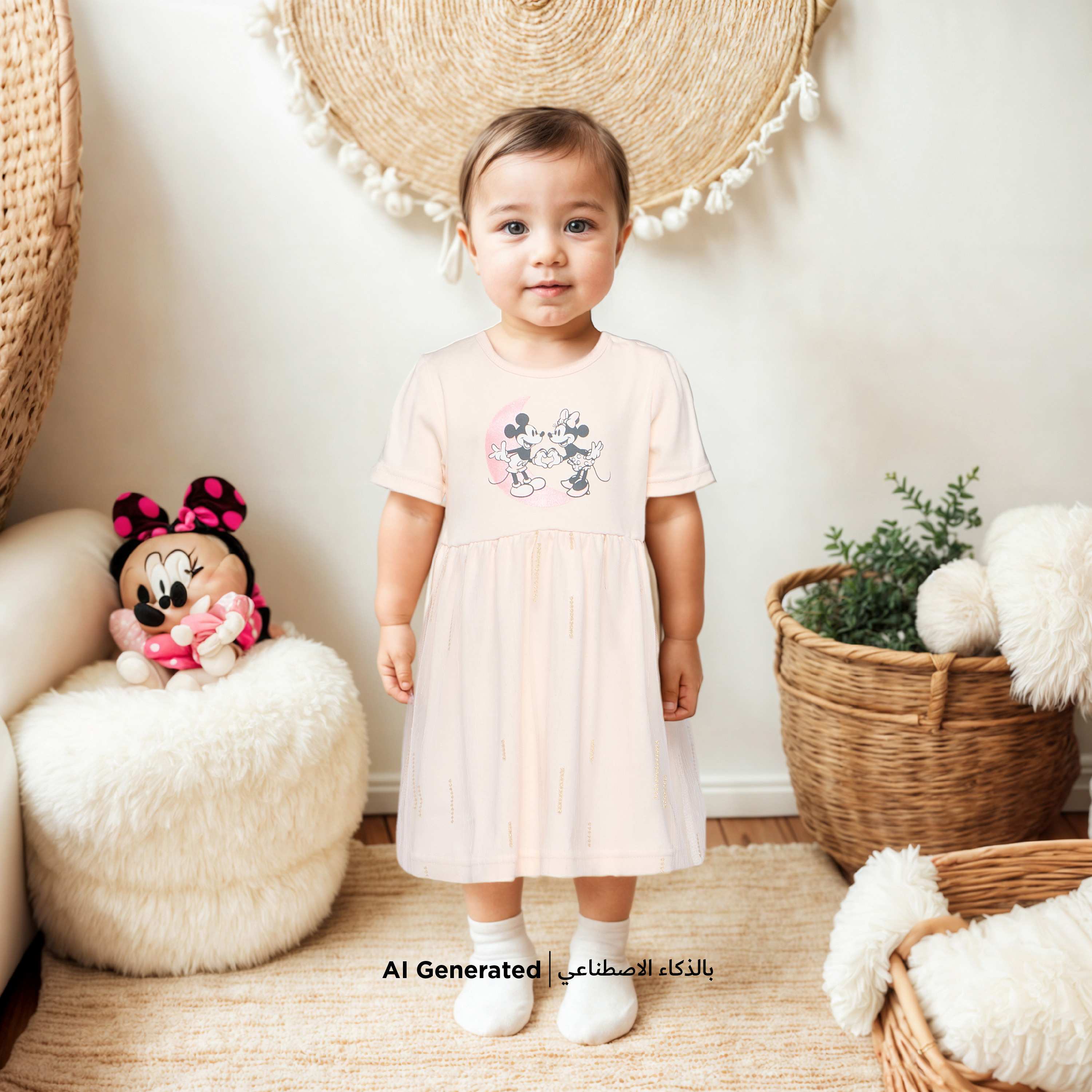 Disney Mickey and Minnie Mouse Print A-line Dress with Short Sleeves-baby-girls-clothing-dressesandjumpsuits-image-6