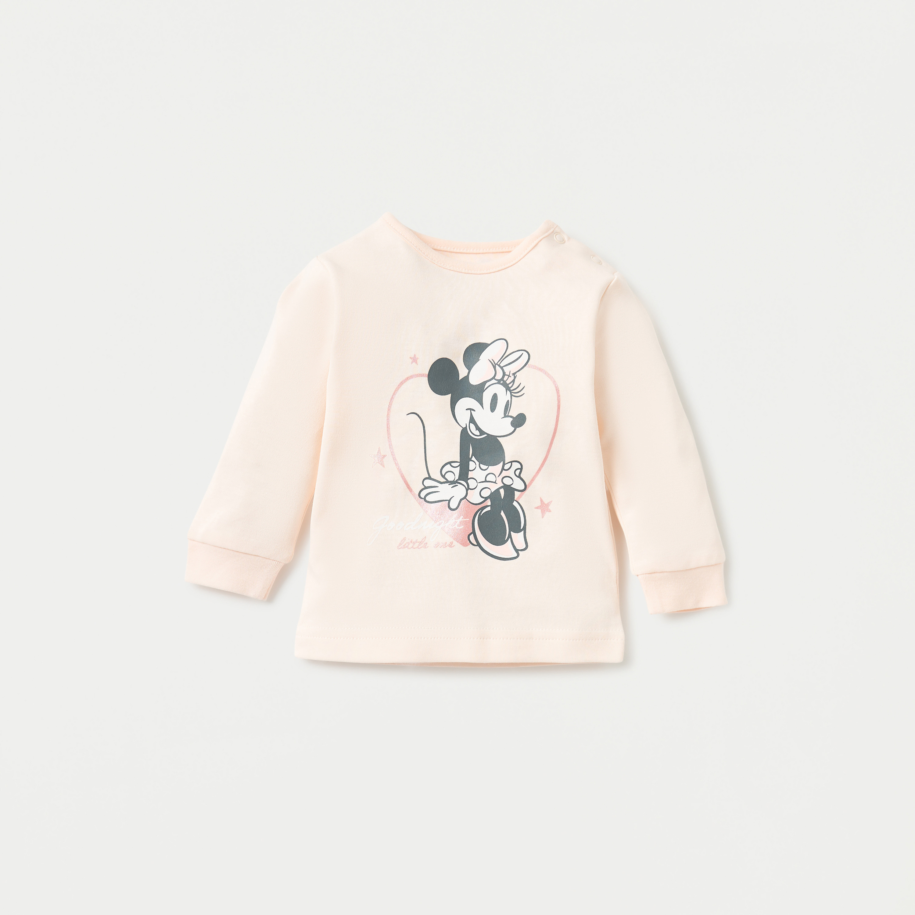 Disney Minnie Mouse Print Long Sleeves T-shirt and Pyjama Set-baby-girls-clothing-nightwear-pyjamasets-image-2
