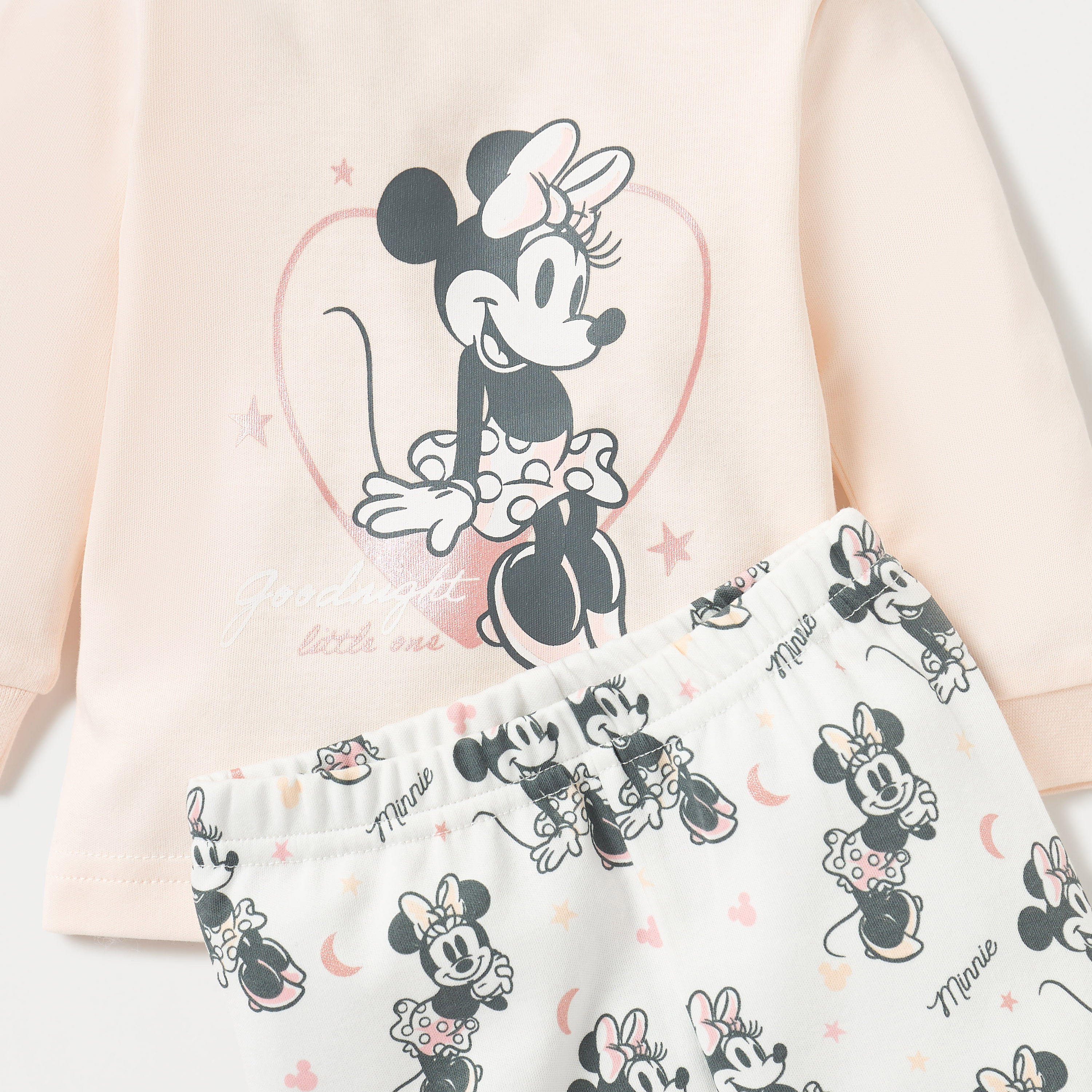 Disney Minnie Mouse Print Long Sleeves T-shirt and Pyjama Set-baby-girls-clothing-nightwear-pyjamasets-image-4