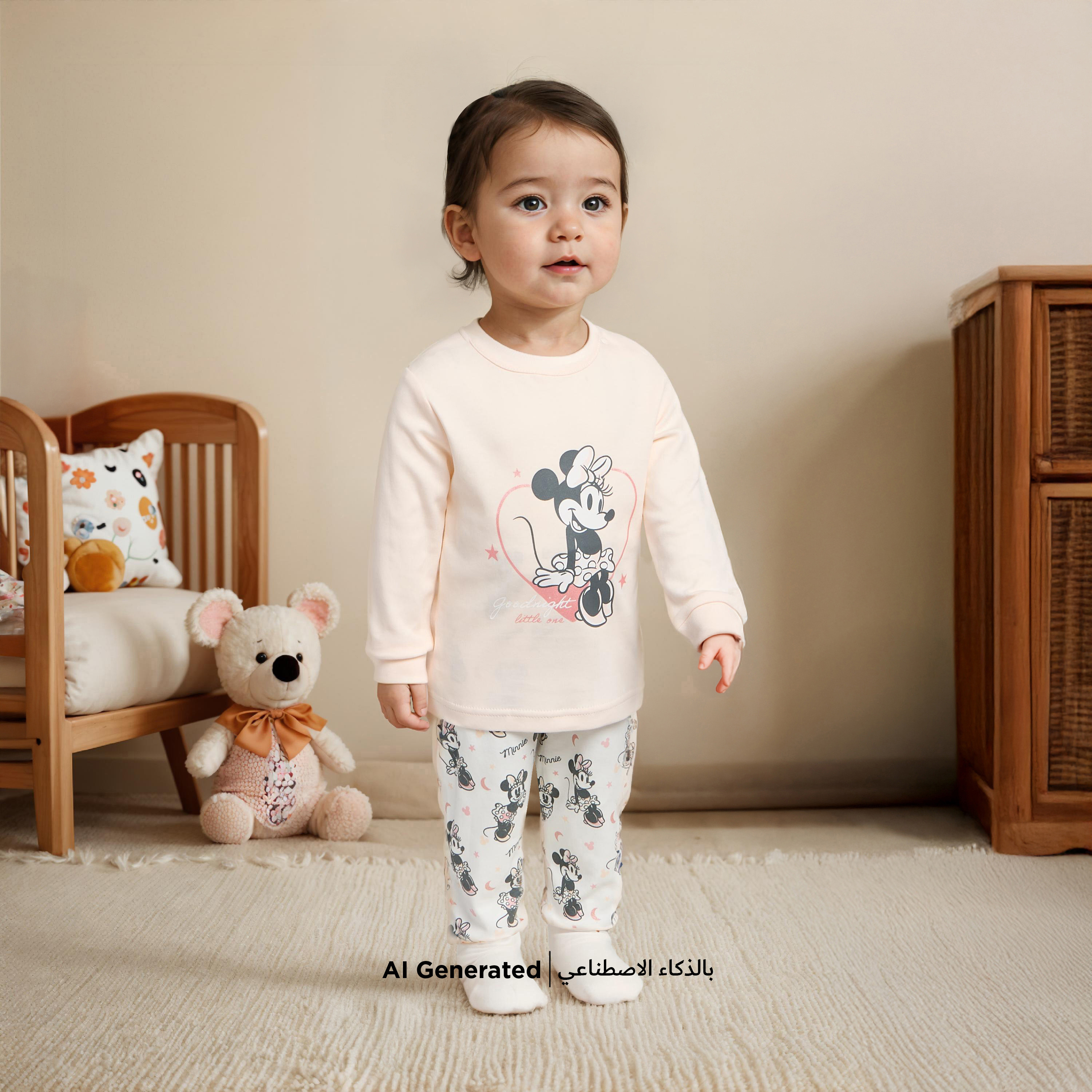 Disney Minnie Mouse Print Long Sleeves T-shirt and Pyjama Set-baby-girls-clothing-nightwear-pyjamasets-image-6