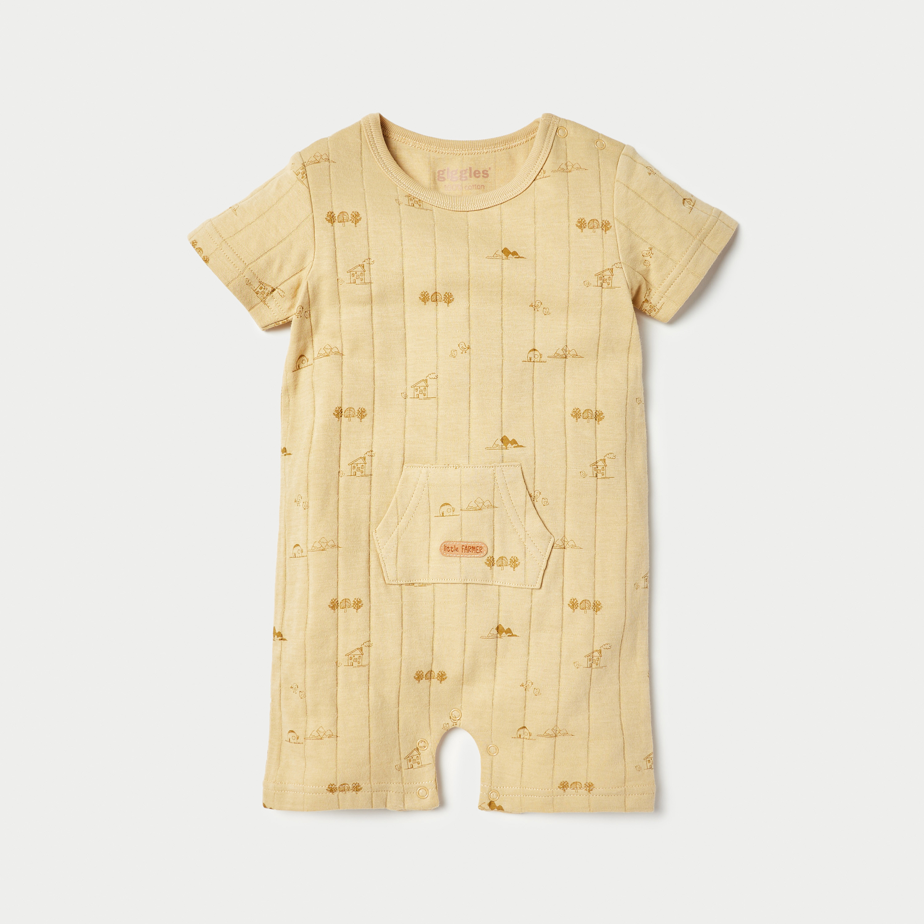 Giggles Printed Romper with Short Sleeves and Button Closure-baby-boys-clothing-winterwear-rompers-image-1