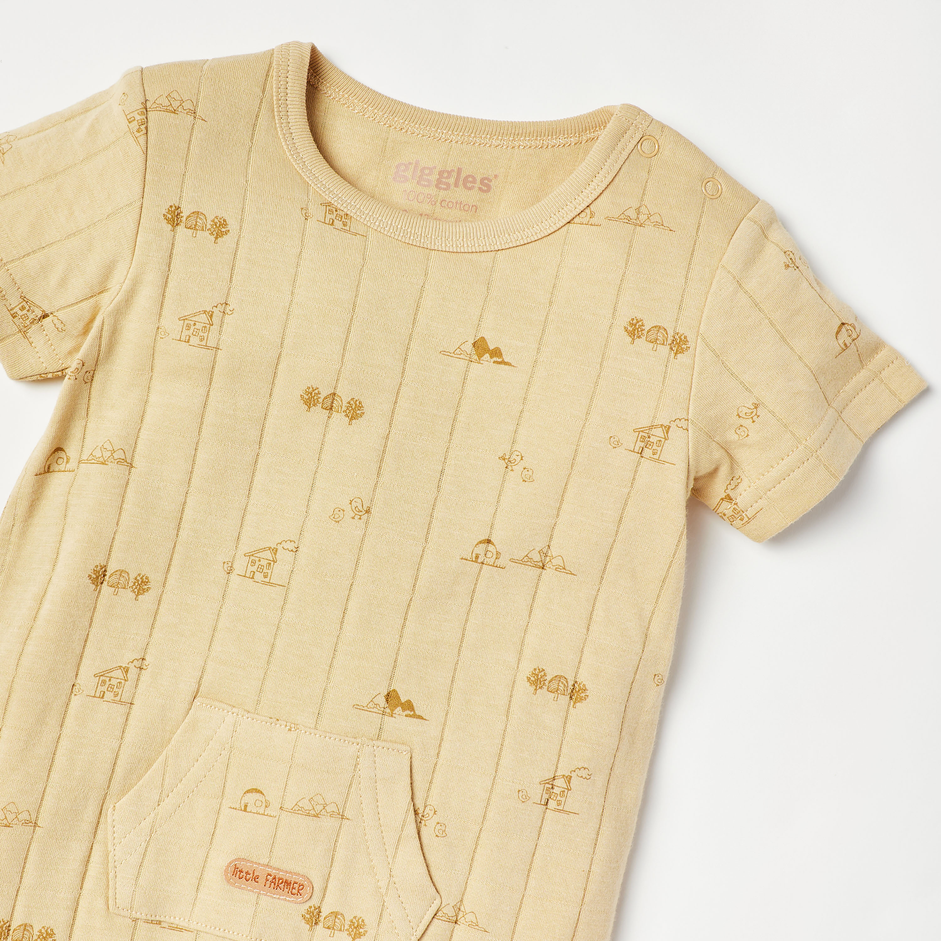 Giggles Printed Romper with Short Sleeves and Button Closure-baby-boys-clothing-winterwear-rompers-image-2