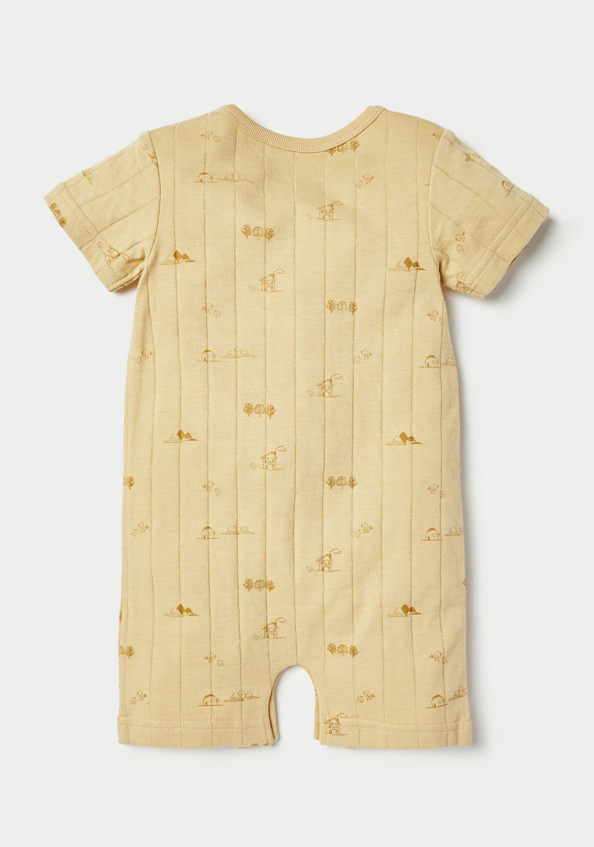 Giggles Printed Romper with Short Sleeves and Button Closure-Rompers%2C Dungarees and Jumpsuits-image-3