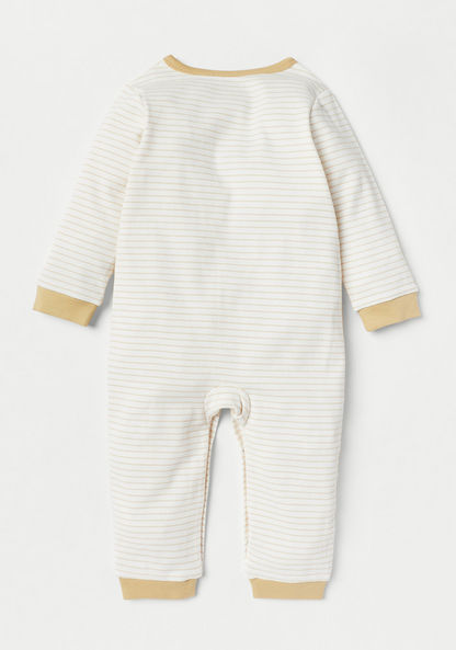 Giggles Striped Sleepsuit with Pocket and Long Sleeves-Sleepsuits-image-3