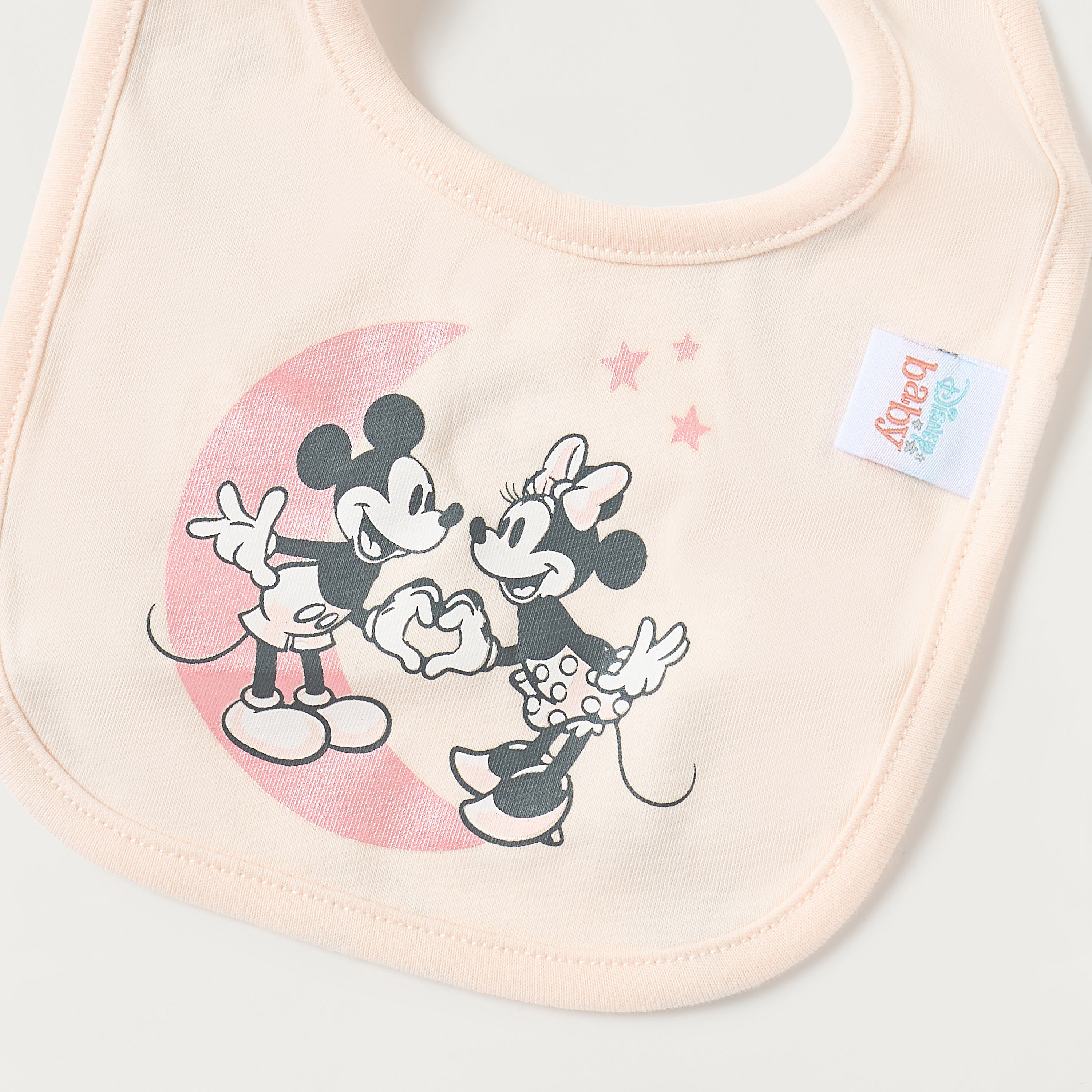 مريلة بطبعات ميكي وميني ماوس مع زر إغلاق كبّاس من ديزني-baby-feeding-bibs-image-2