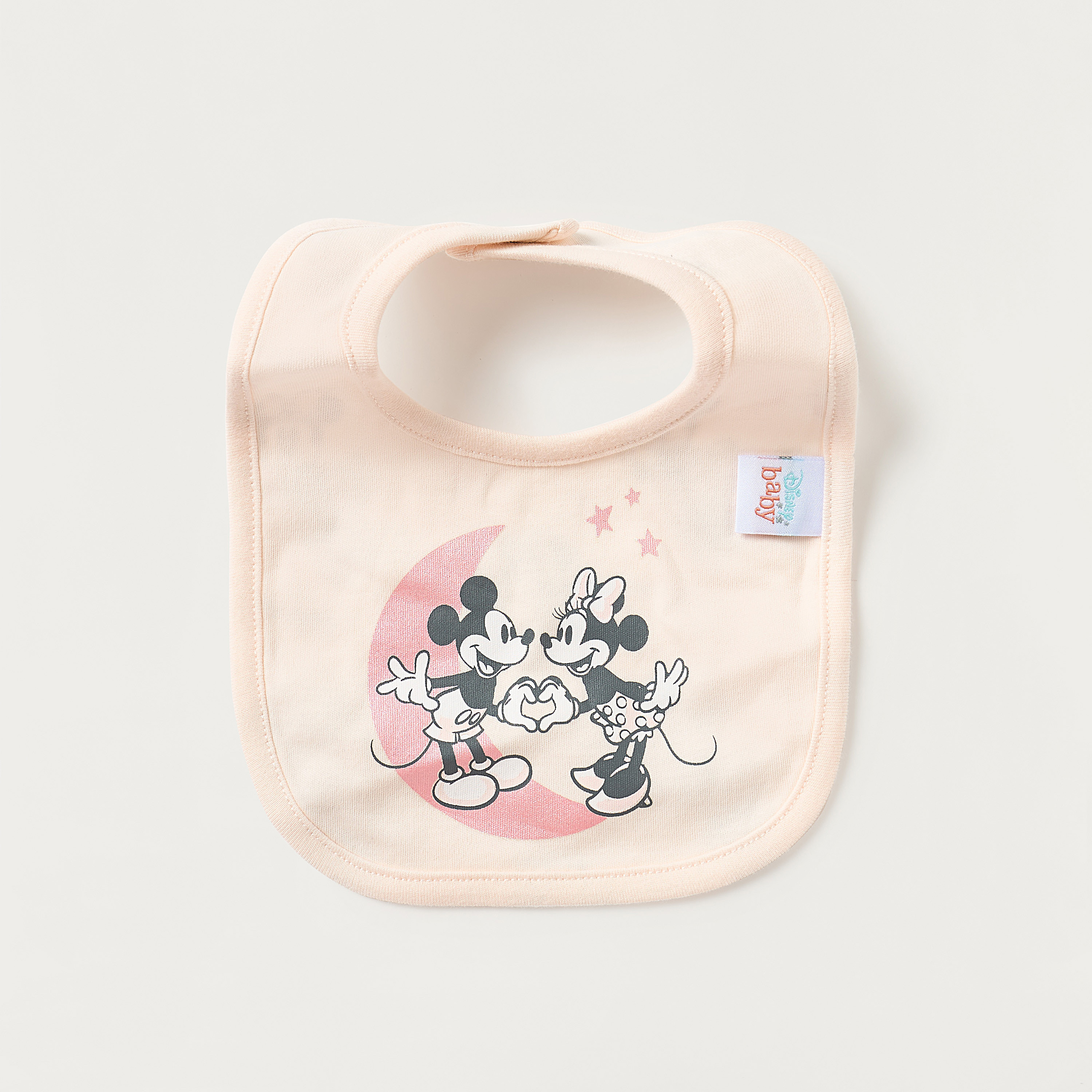 مريلة بطبعات ميكي وميني ماوس مع زر إغلاق كبّاس من ديزني-baby-feeding-bibs-image-3