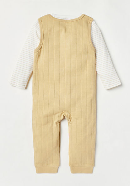 Giggles Textured Dungaree and Long Sleeve T-shirt Set-Rompers%2C Dungarees and Jumpsuits-image-3