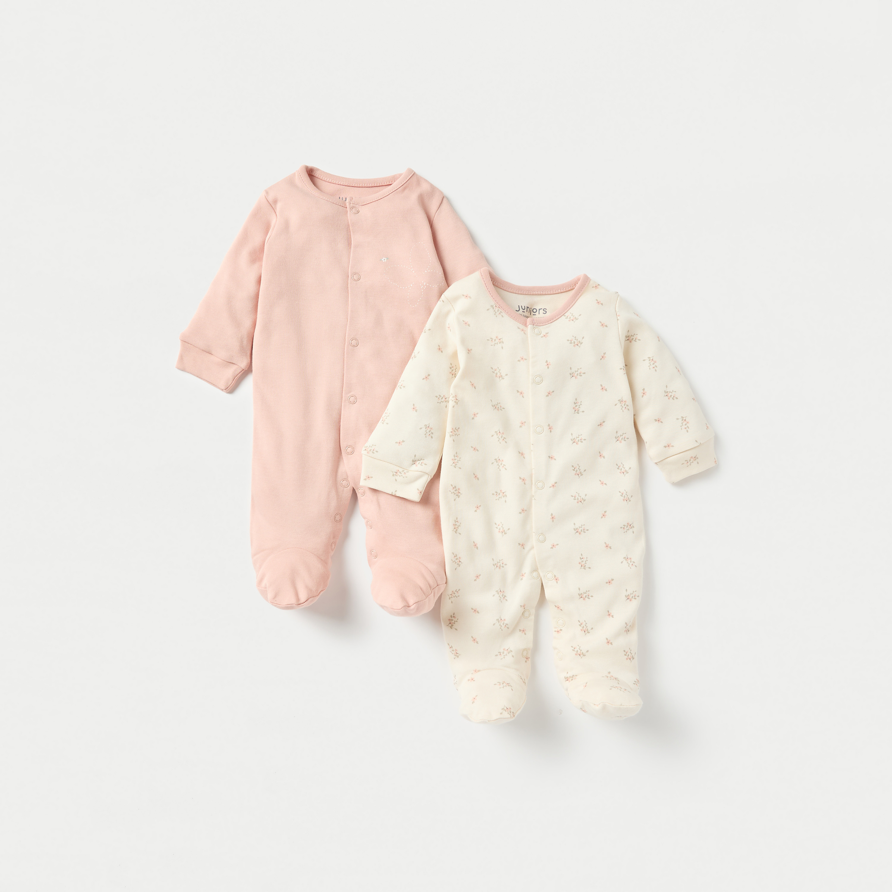 بدلات نوم بأقدام مغلقة وطبعات أزهار من جونيورز - طقم من قطعتين-baby-girls-clothing-nightwear-sleepsuits-image-1