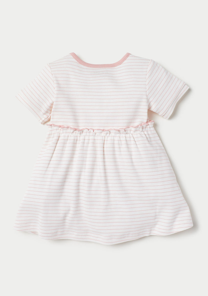 Giggles Striped A-line Dress with Short Sleeves and Ruffles-Dresses%2C Gowns and Frocks-image-3