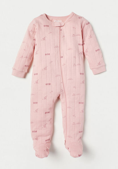 Giggles All-Over Print Striped Sleepsuit with Long Sleeves-Sleepsuits-image-0