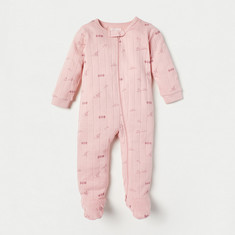 Giggles All-Over Print Striped Sleepsuit with Long Sleeves