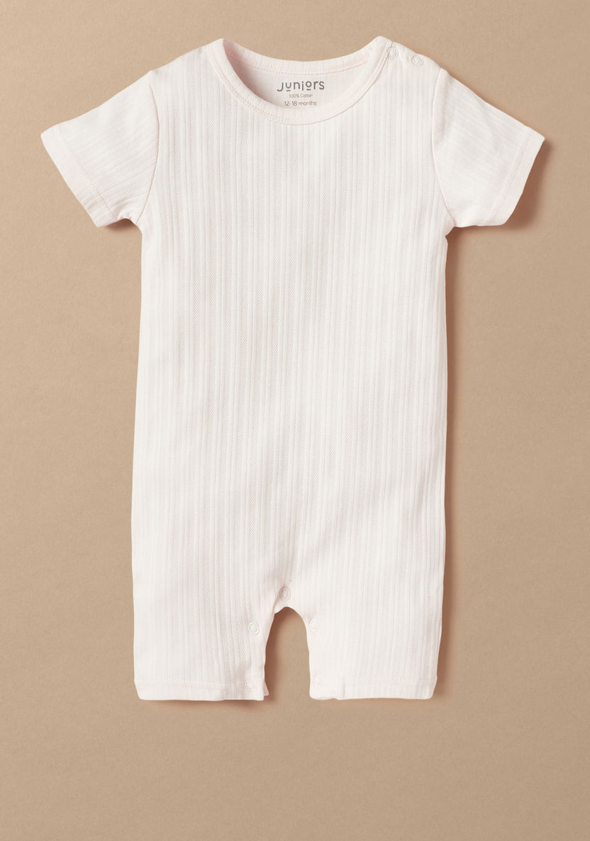 Juniors Textured Romper with Short Sleeves-Rompers, Dungarees & Jumpsuits-image-0