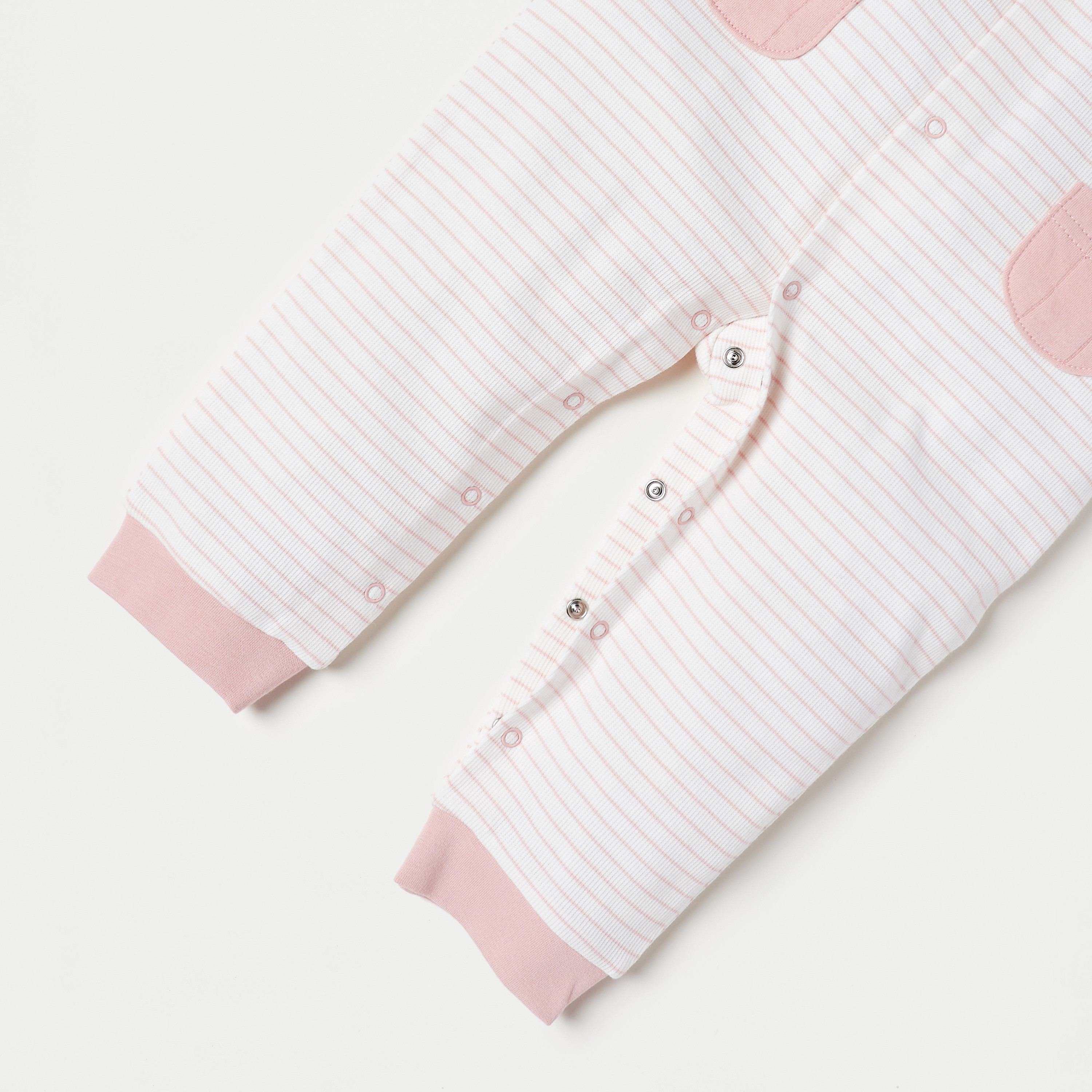 Giggles Striped Sleepsuit with Long Sleeves and Pockets-baby-girls-clothing-nightwear-sleepsuits-image-3