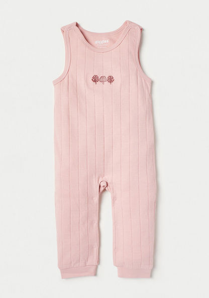 Giggles Striped Long Sleeves T-shirt and Embroidered Dungaree Set-Rompers%2C Dungarees and Jumpsuits-image-1