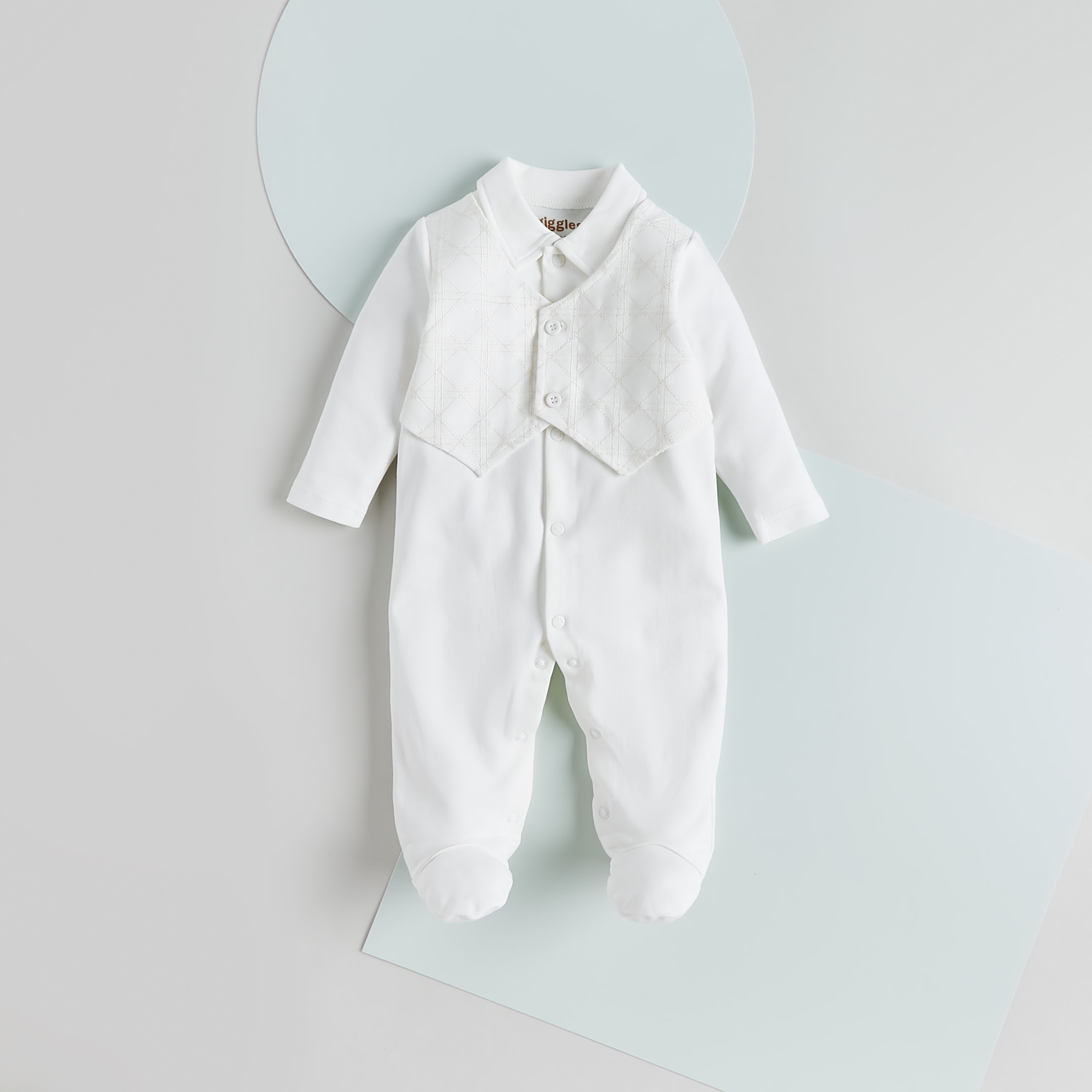 Giggles Solid Collared Sleepsuit with Checked Panel Overlay-baby-boys-clothing-nightwear-sleepsuits-image-1