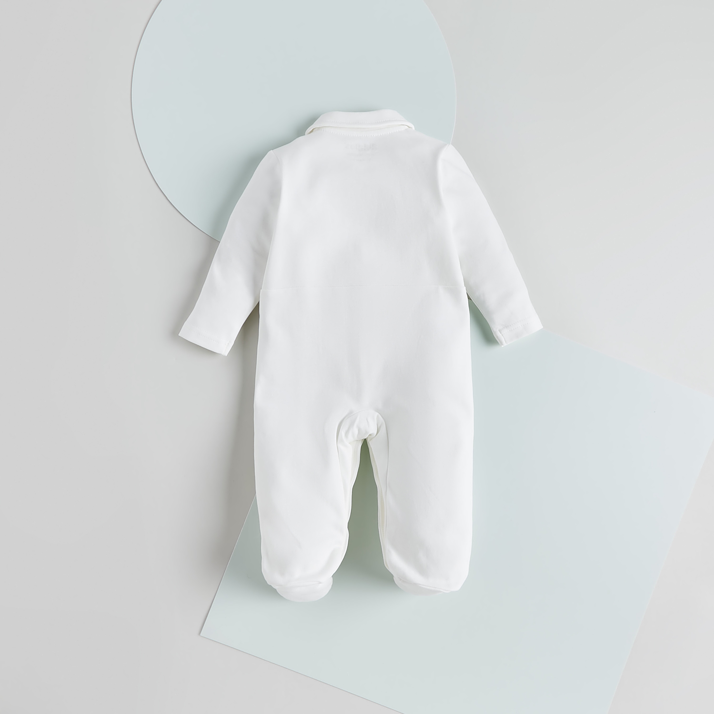 Giggles Solid Collared Sleepsuit with Checked Panel Overlay-baby-boys-clothing-nightwear-sleepsuits-image-2