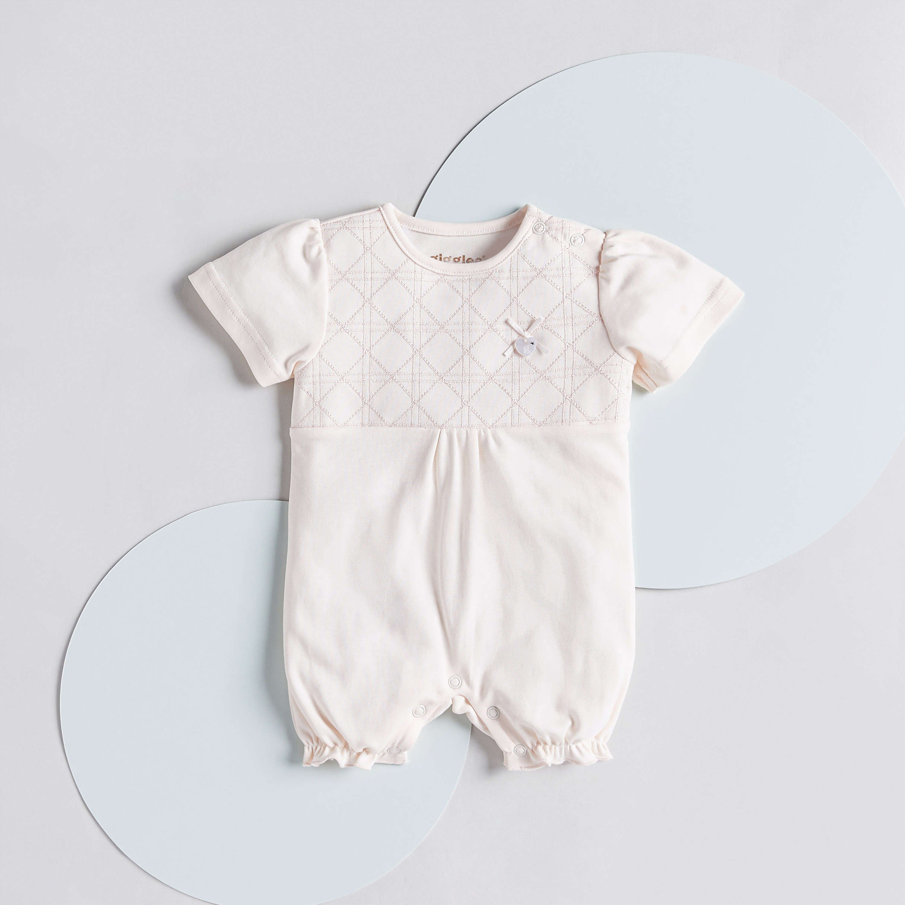 Giggles Embroidered Romper with Short Sleeves and Snap Button Closure-baby-girls-clothing-rompers-image-1