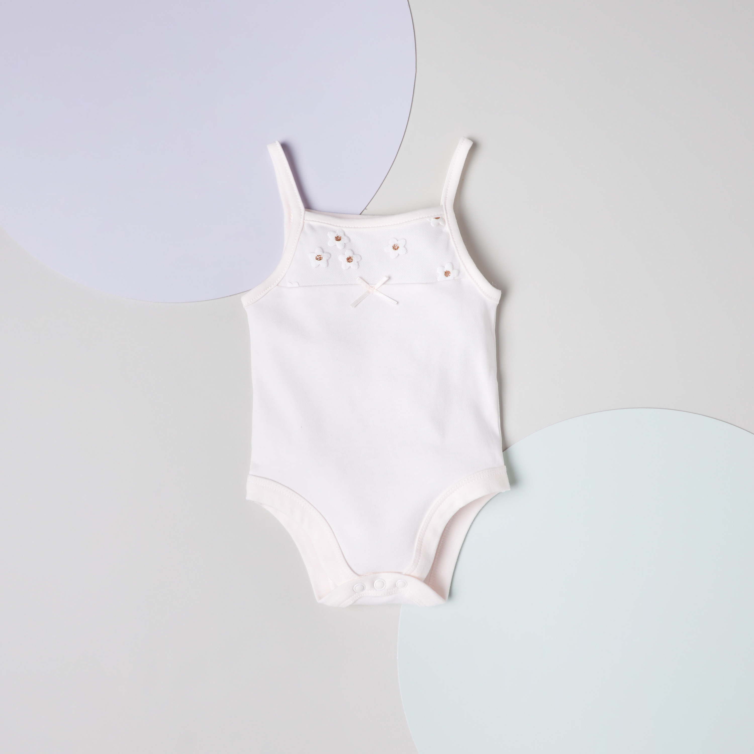 Giggles Floral Detail Sleeveless Cotton Bodysuit-baby-girls-clothing-bodysuits-image-1