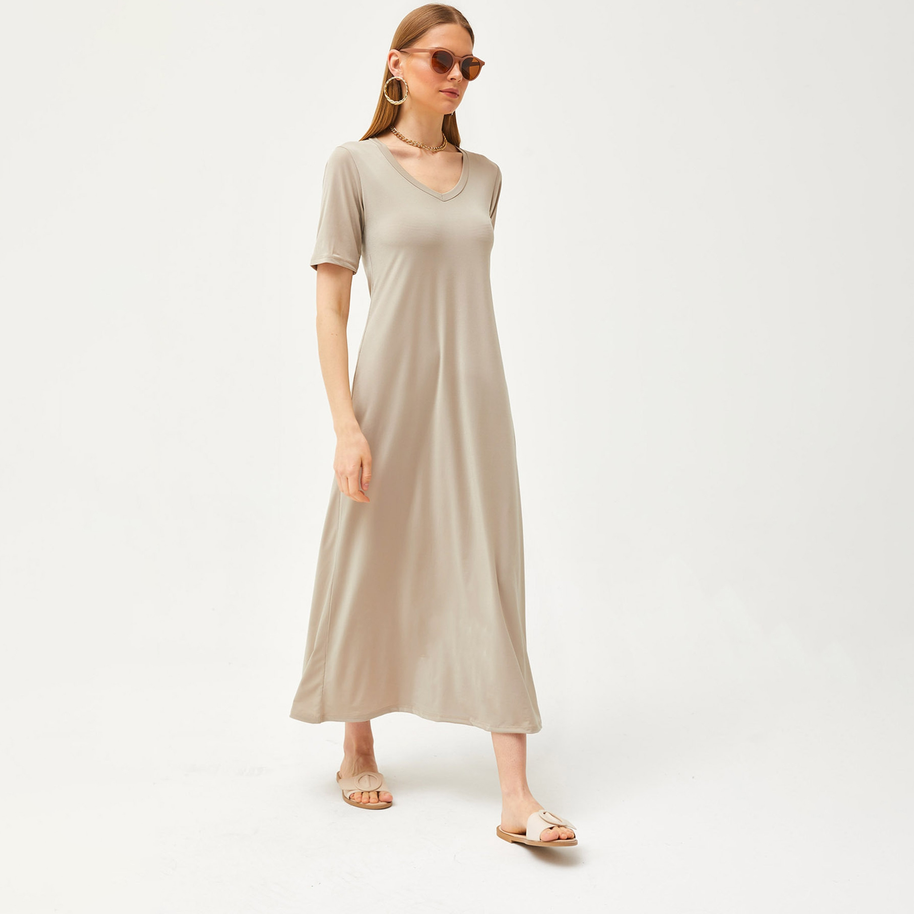 Olalook Linen Beige Women's Loose Maxi Dress-women-clothing-dresses-image-2