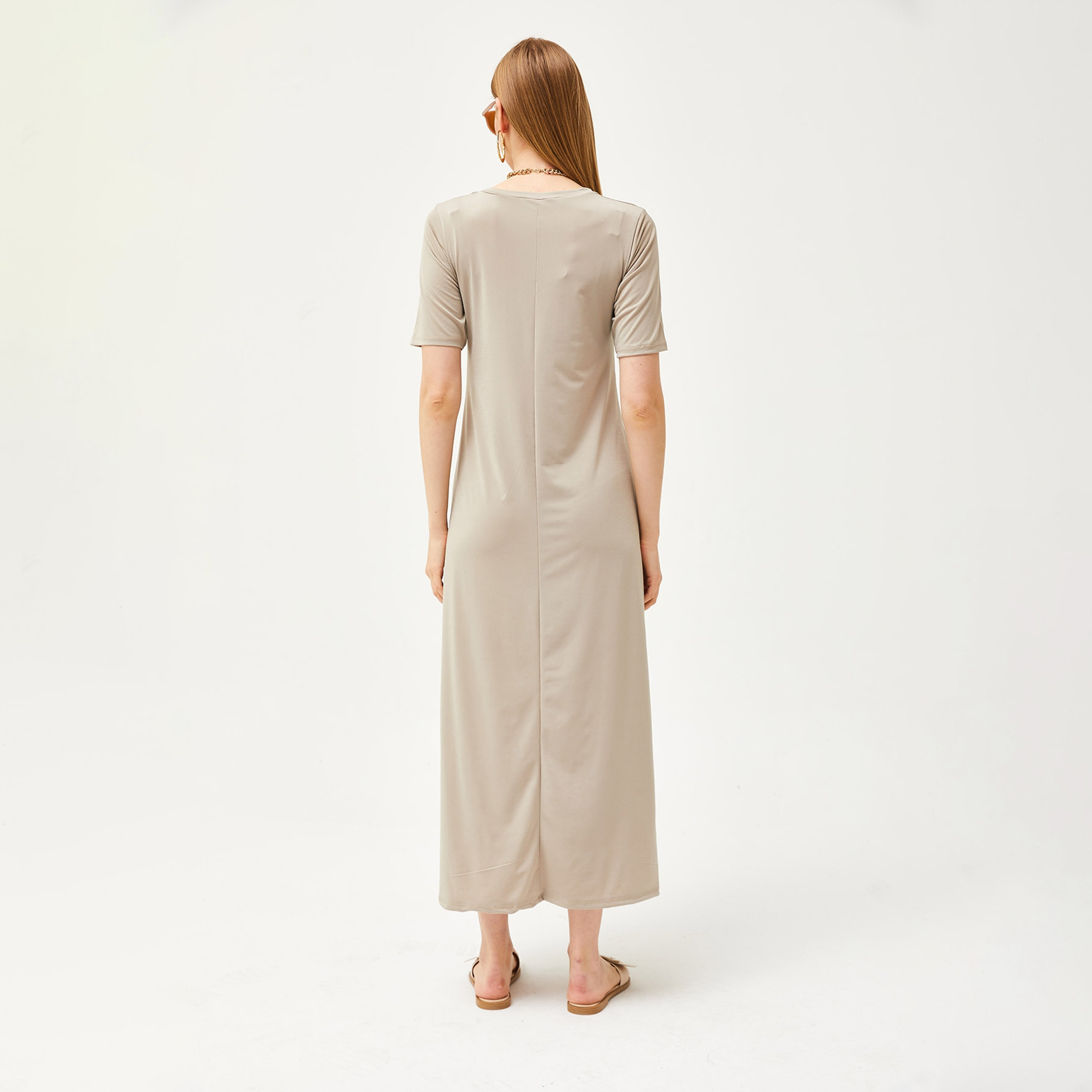 فستان ماكسي فضفاض من الكتان باللون البيج للنساء من أولالوك-women-clothing-dresses-image-4