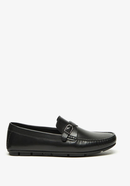 Duchini Men's Slip-On Moccasins with Buckle Accent
