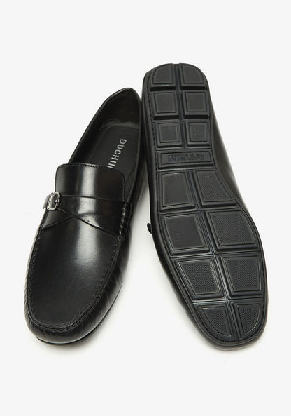 Duchini Men's Slip-On Moccasins with Buckle Accent