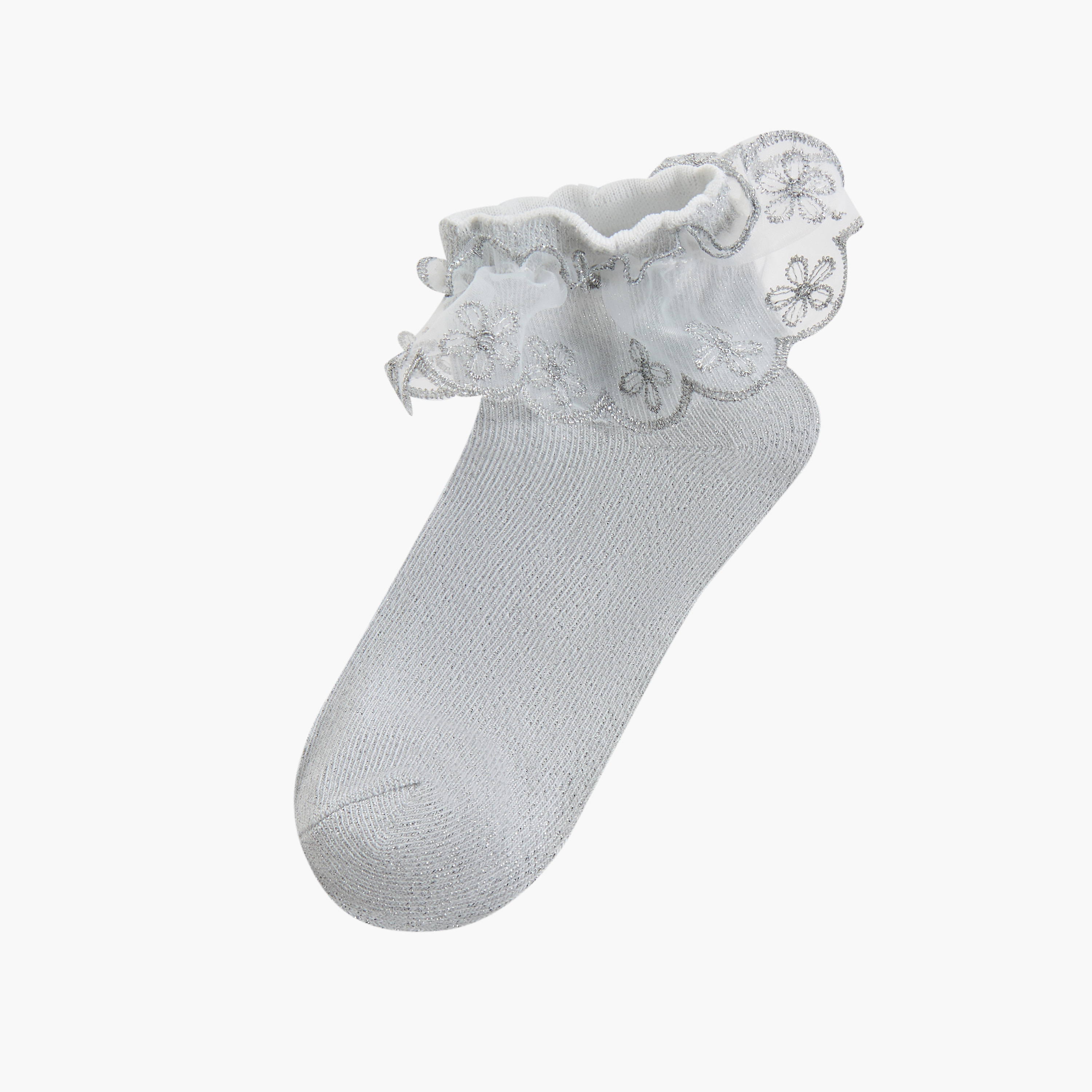 Little Missy Ruffle Detail Ankle Length Socks - Set of 2-girls-accessories-socks-image-3