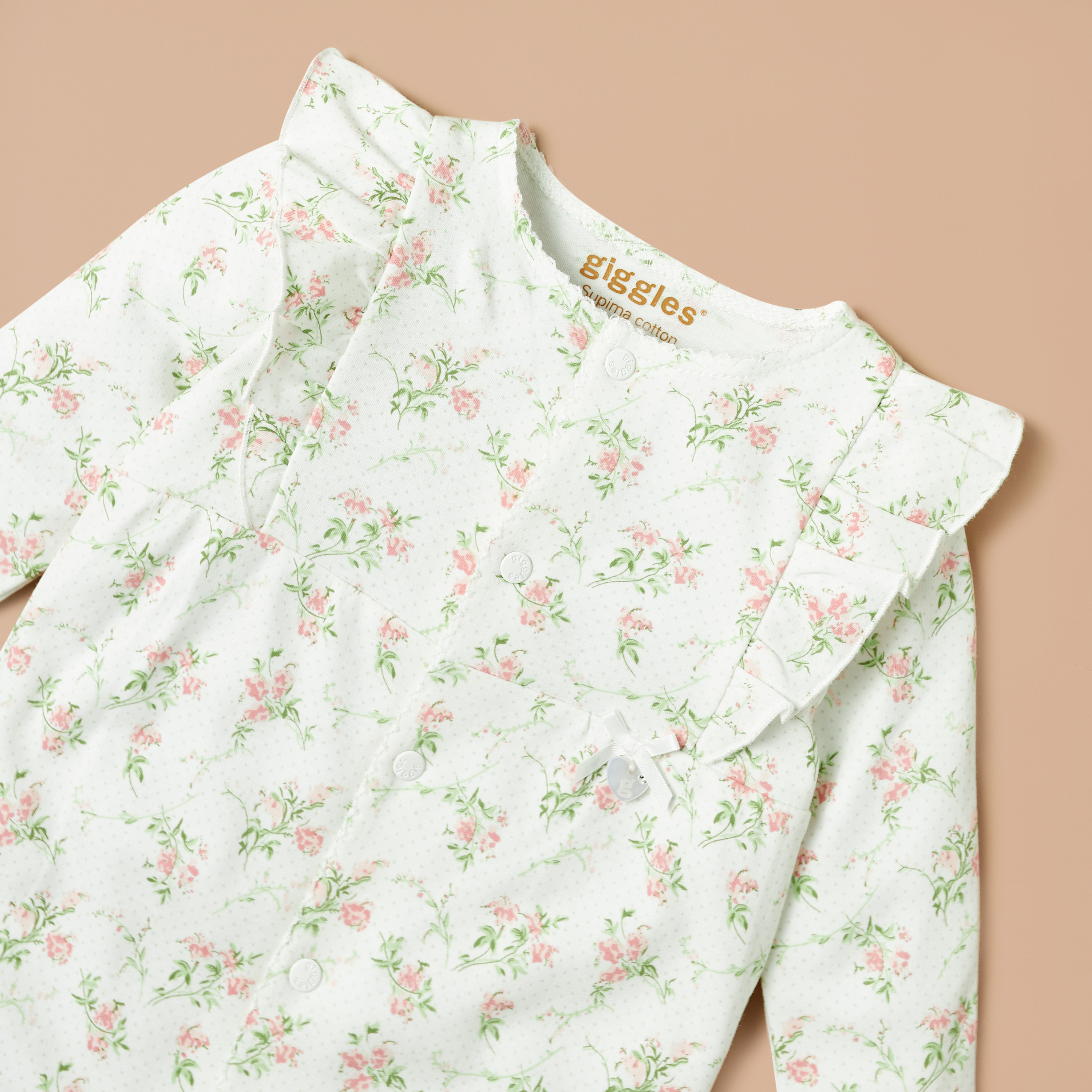 Giggles All-Over Floral Print Sleepsuit with Ruffle Details and Long Sleeves-baby-girls-clothing-nightwear-sleepsuits-image-3