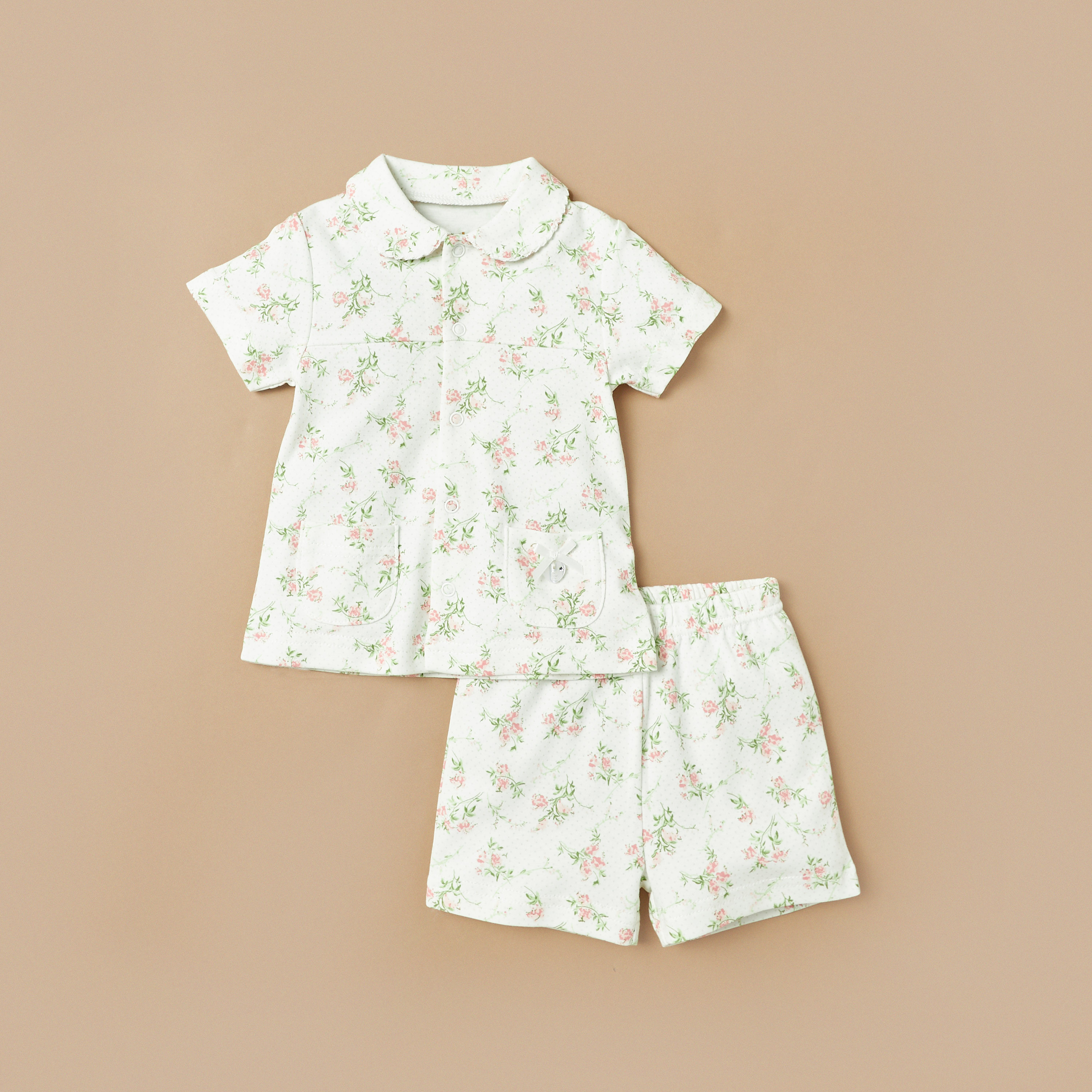 Giggles All-Over Floral Print Shirt and Shorts Set-baby-girls-clothing-nightwear-pyjamasets-image-1