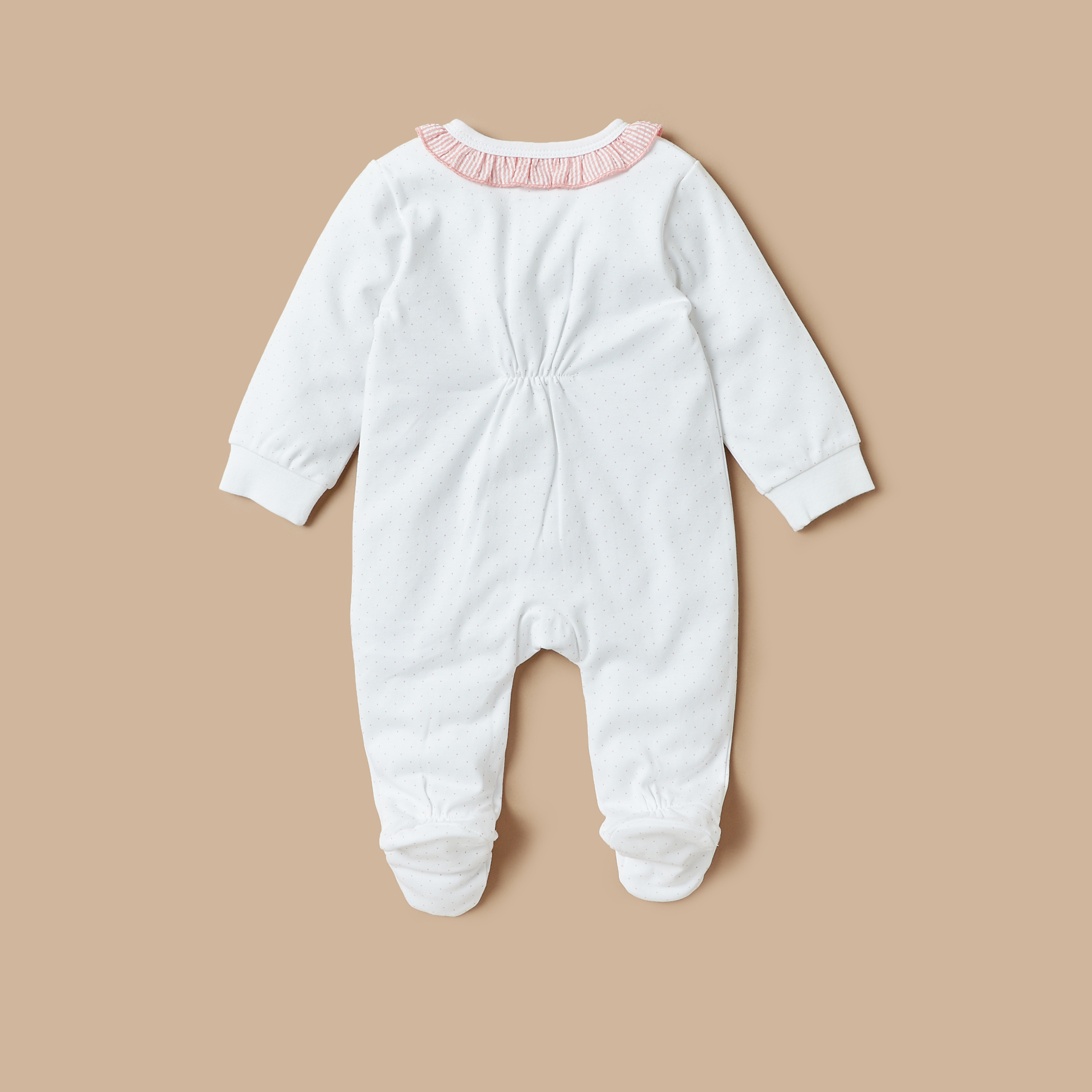 Juniors Bunny Embroidered Sleepsuit with Long Sleeves and Zip Closure-baby-girls-clothing-nightwear-sleepsuits-image-2