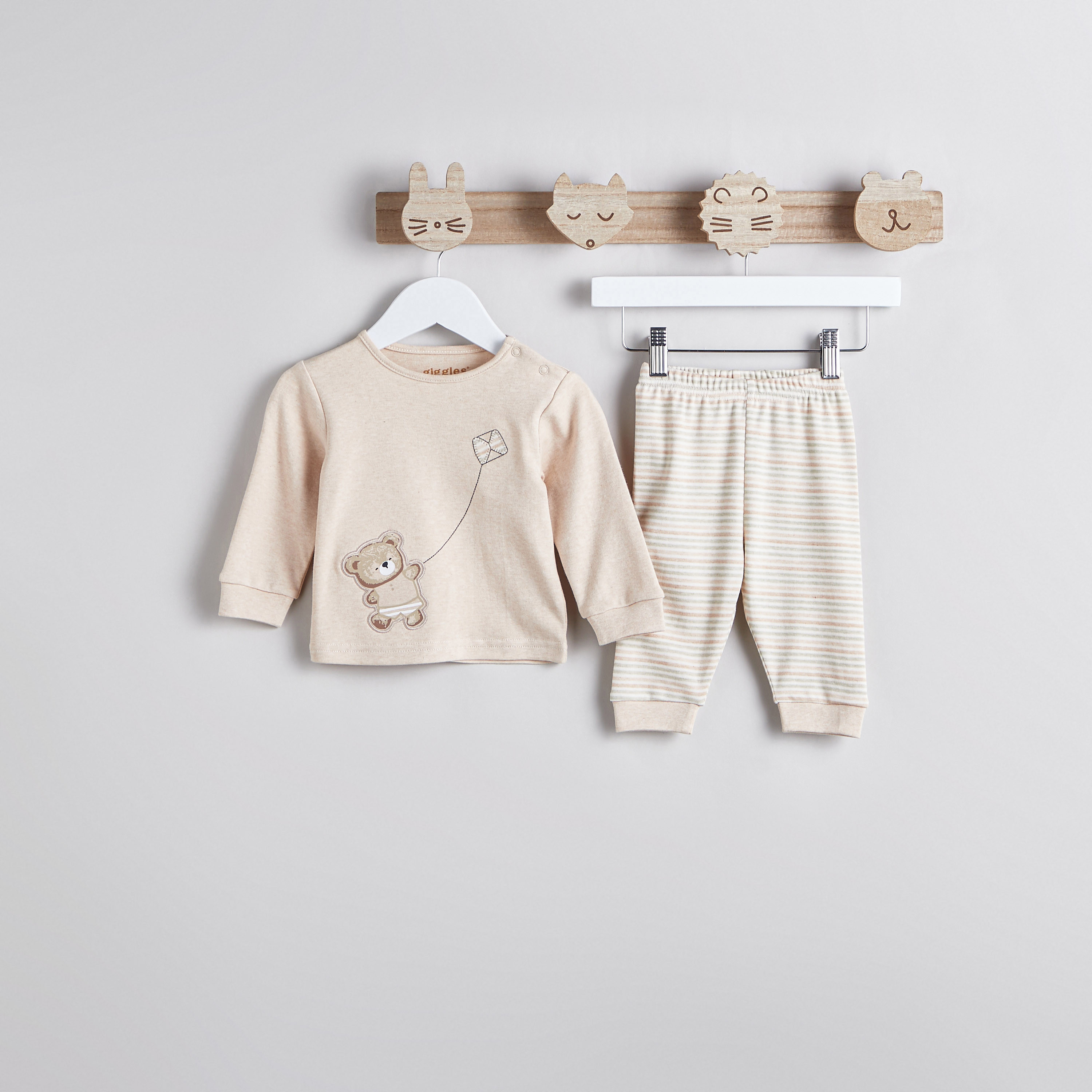 Giggles Bear Print T-shirt and Pyjama Set-baby-boys-clothing-nightwear-pyjamasets-image-1