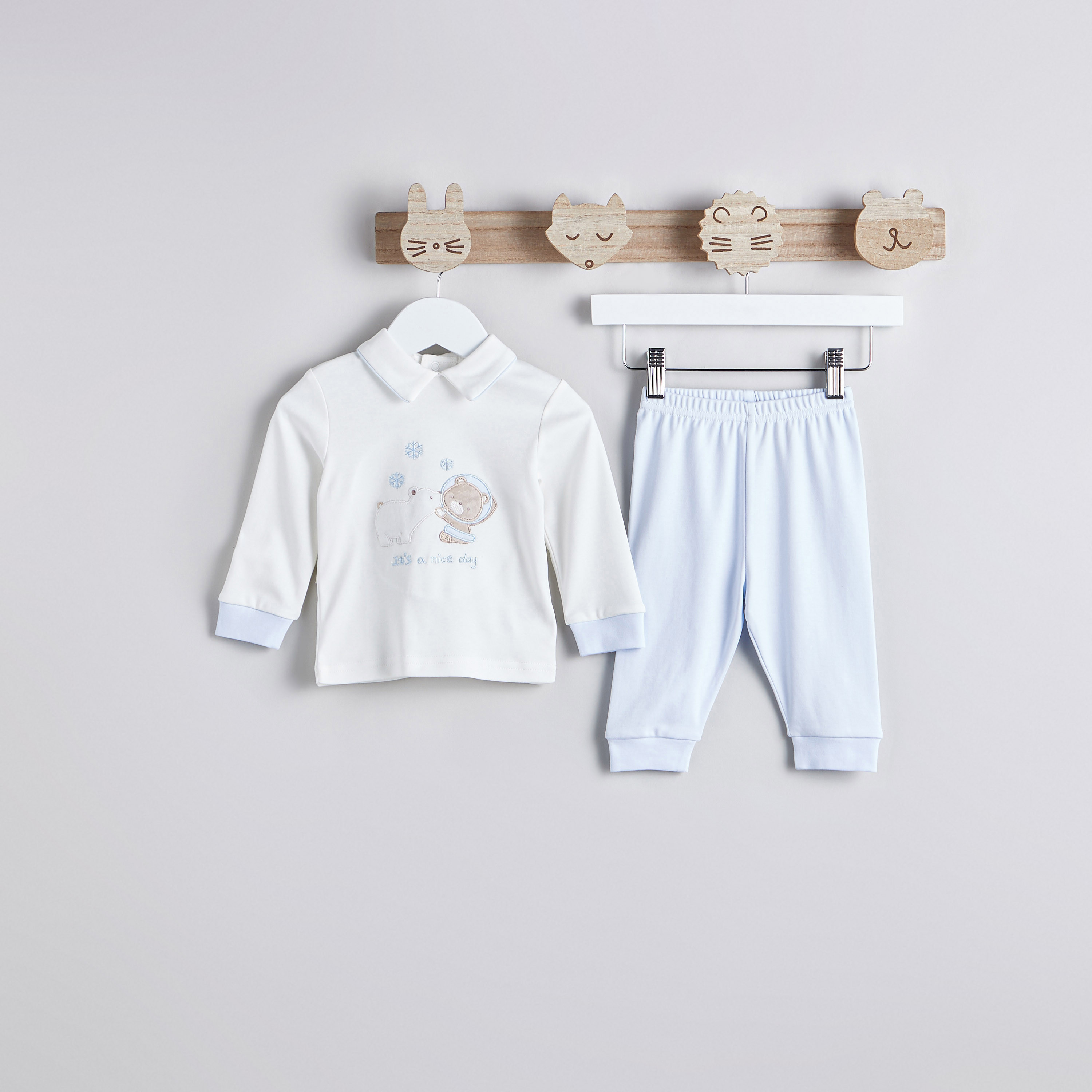 Giggles Bear Embroidered T-shirt and Pyjama Set-baby-boys-clothing-nightwear-pyjamasets-image-1