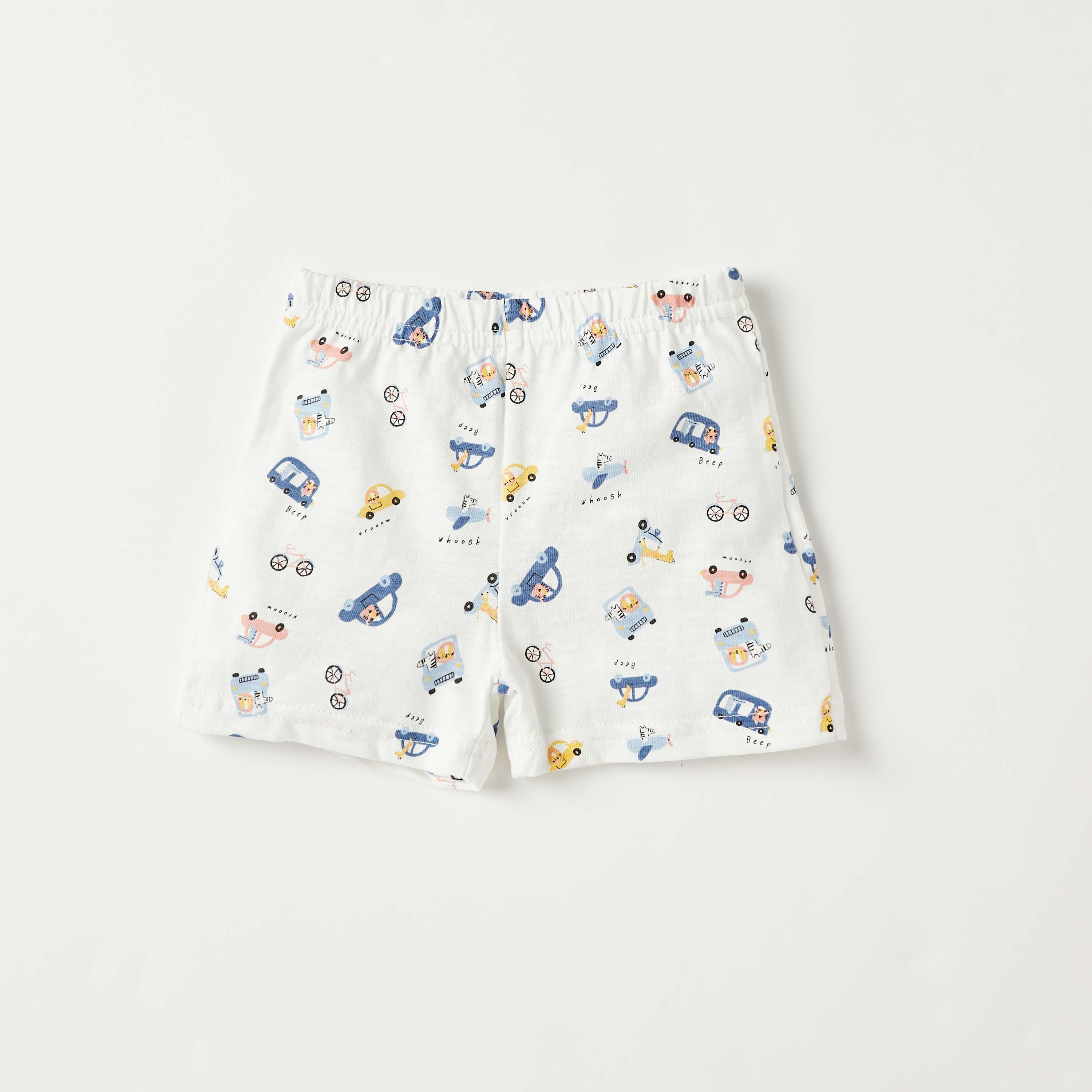 Juniors All-Over Car Print Shirt and Elasticated Shorts Set-baby-boys-clothing-nightwear-pyjamasets-image-3