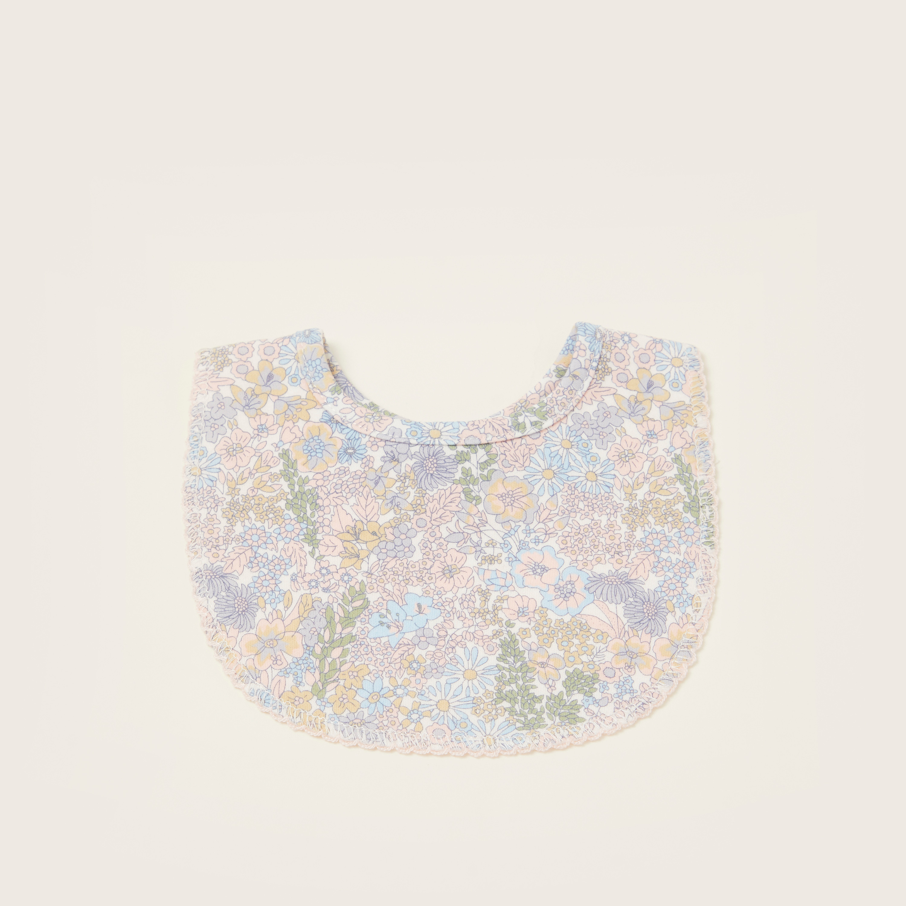 Juniors Floral Print Bib with Button Closure-baby-feeding-bibs-image-1