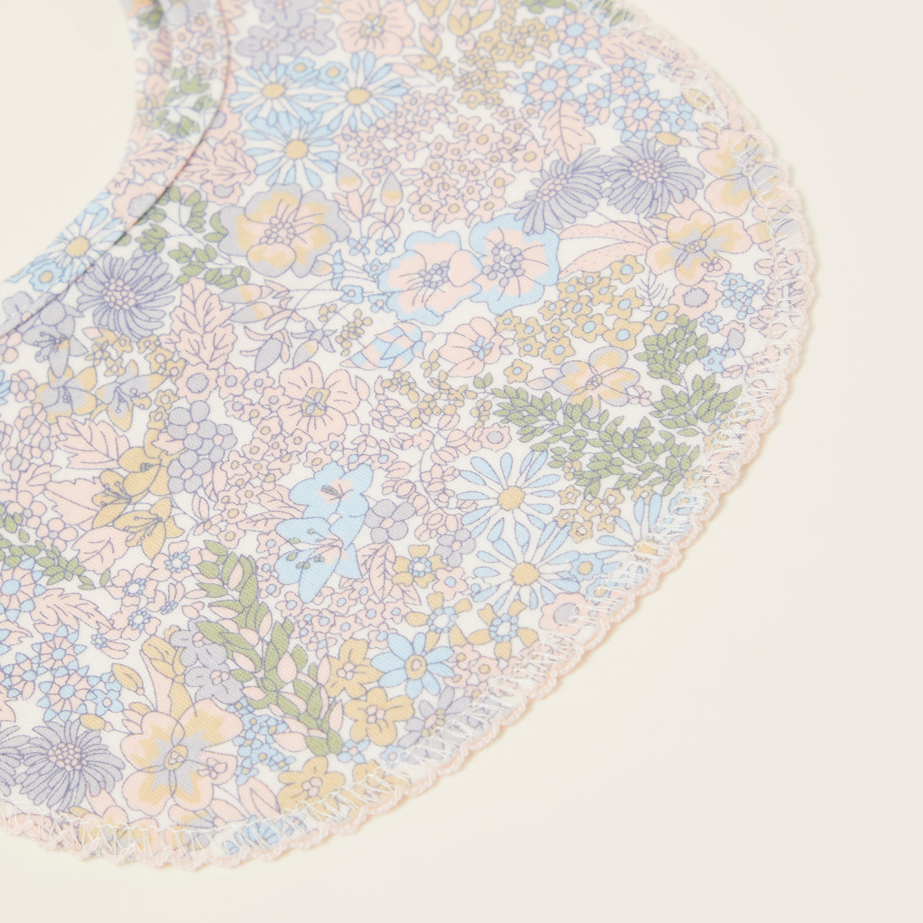 Juniors Floral Print Bib with Button Closure-baby-feeding-bibs-image-2