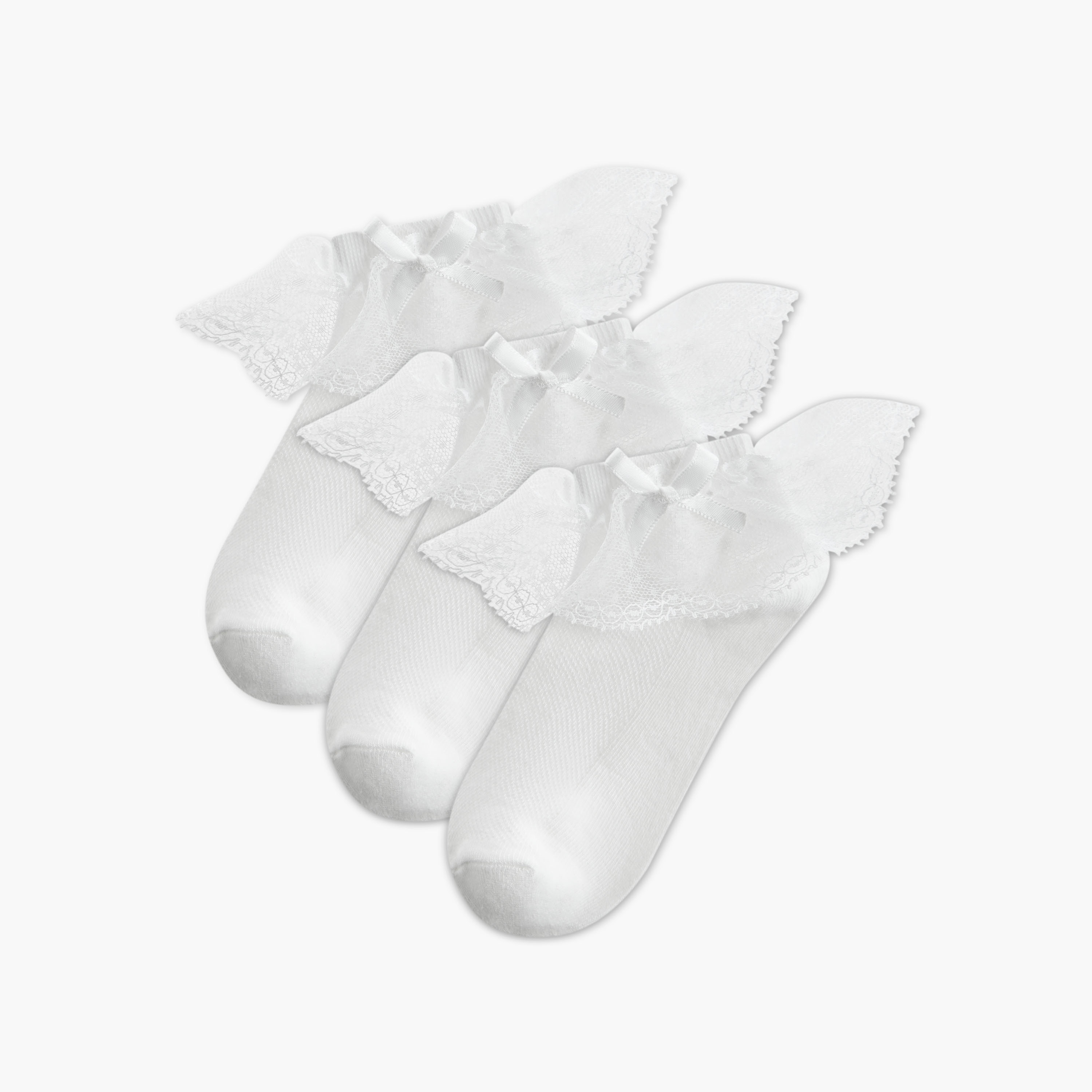 Pack of 3 Flora Bella Girls Socks with Lace Frill-girls-accessories-socks-image-1