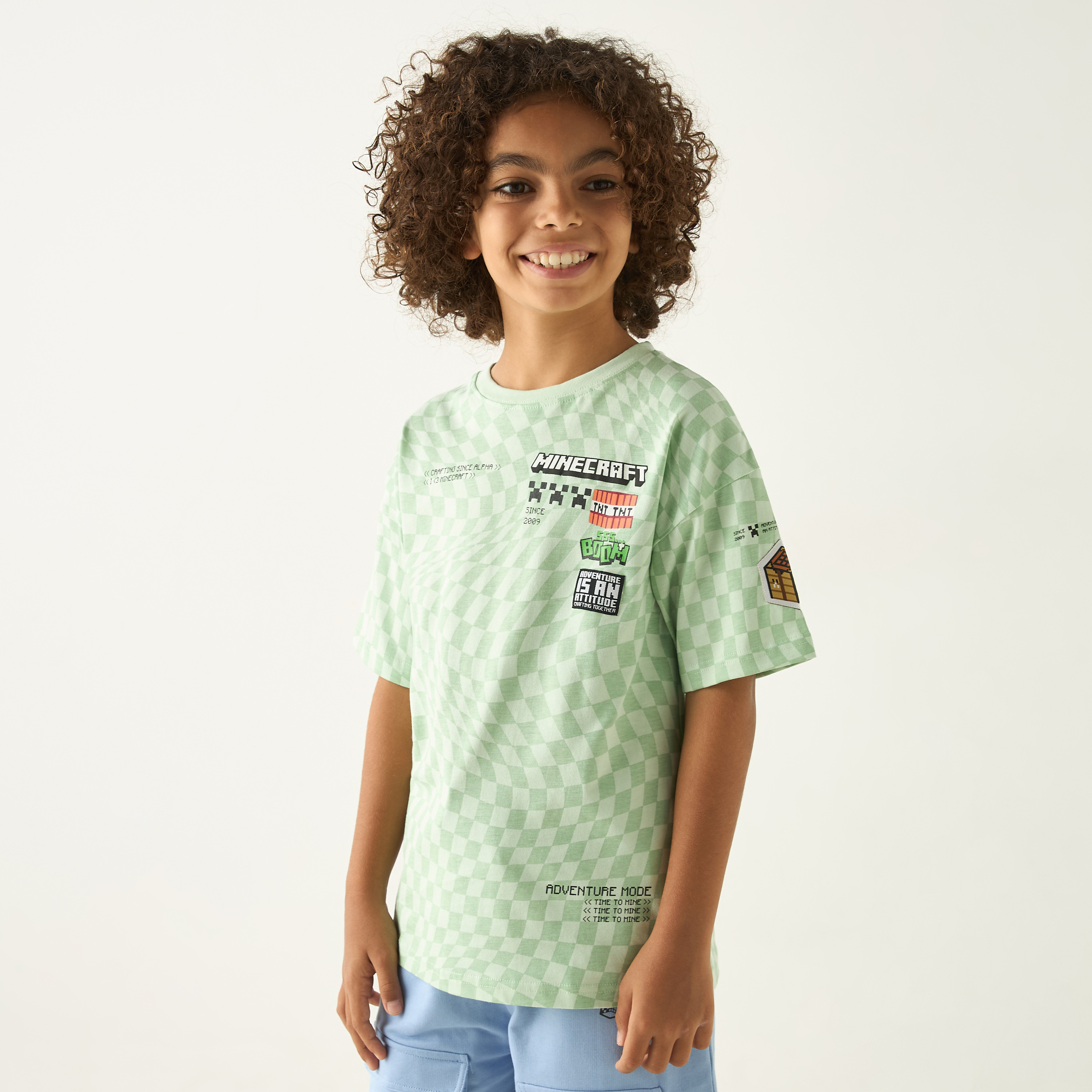 Minecraft Print T-shirt with Short Sleeves and Crew Neck-boys-clothing-tshirtsandpolos-image-1