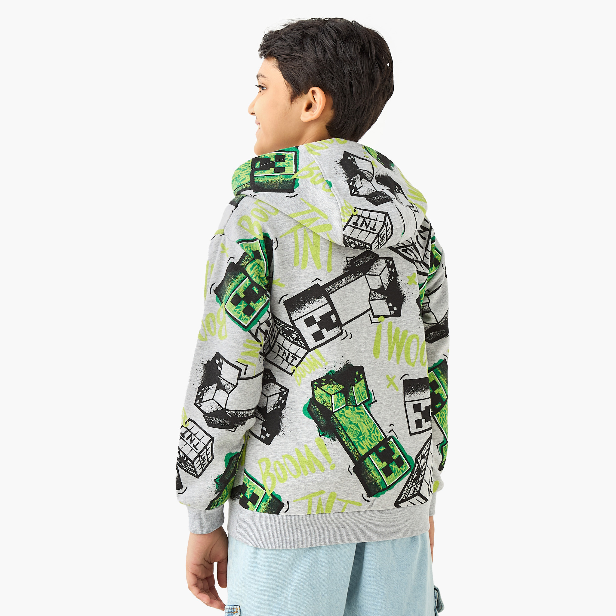Minecraft Printed Hooded Sweatshirt with Long Sleeves-boys-clothing-sweatshirts-image-3