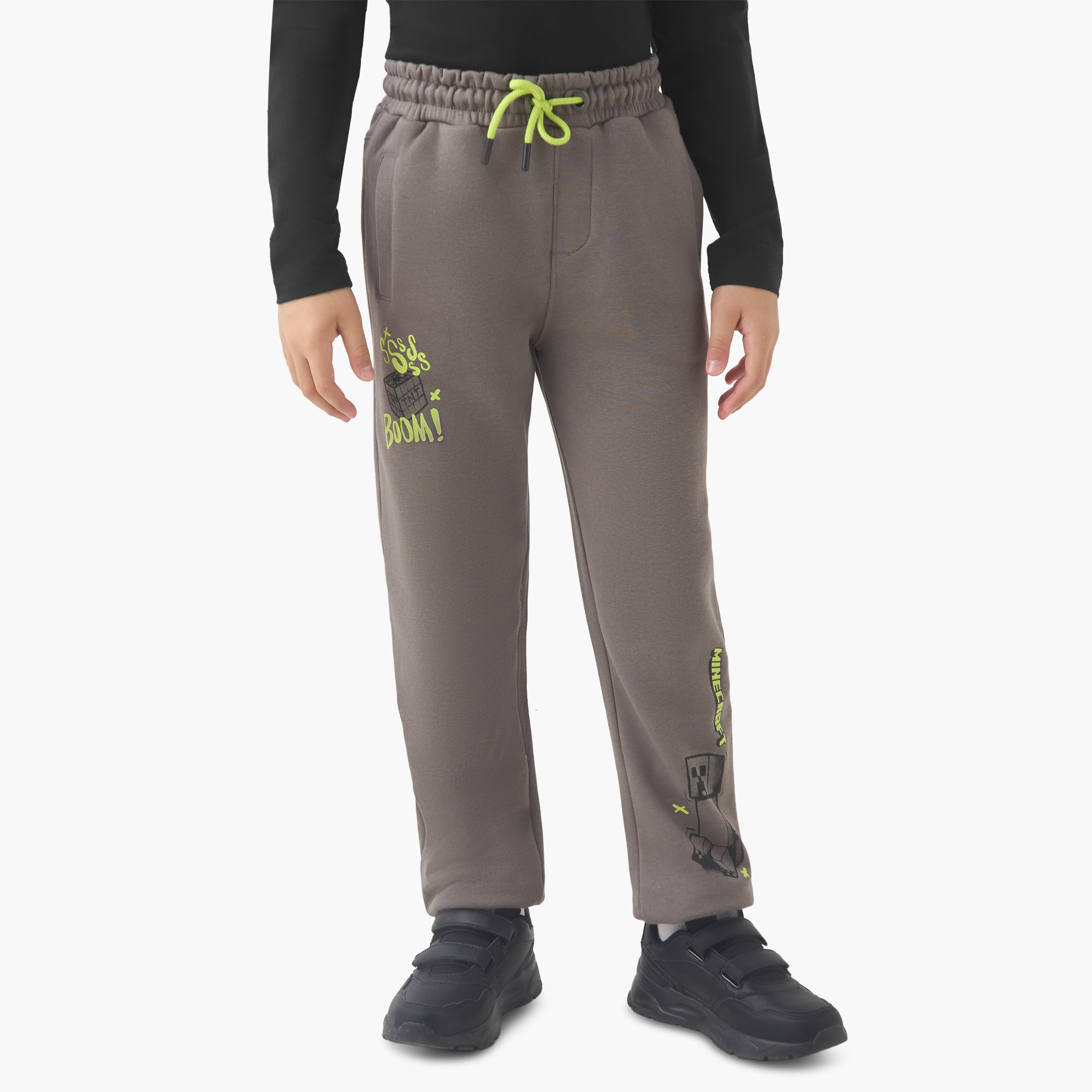 Minecraft Boys' Joggers with Print - Cotton - Elasticated Drawstring-boys-clothing-bottoms-joggersandtrackpants-image-1