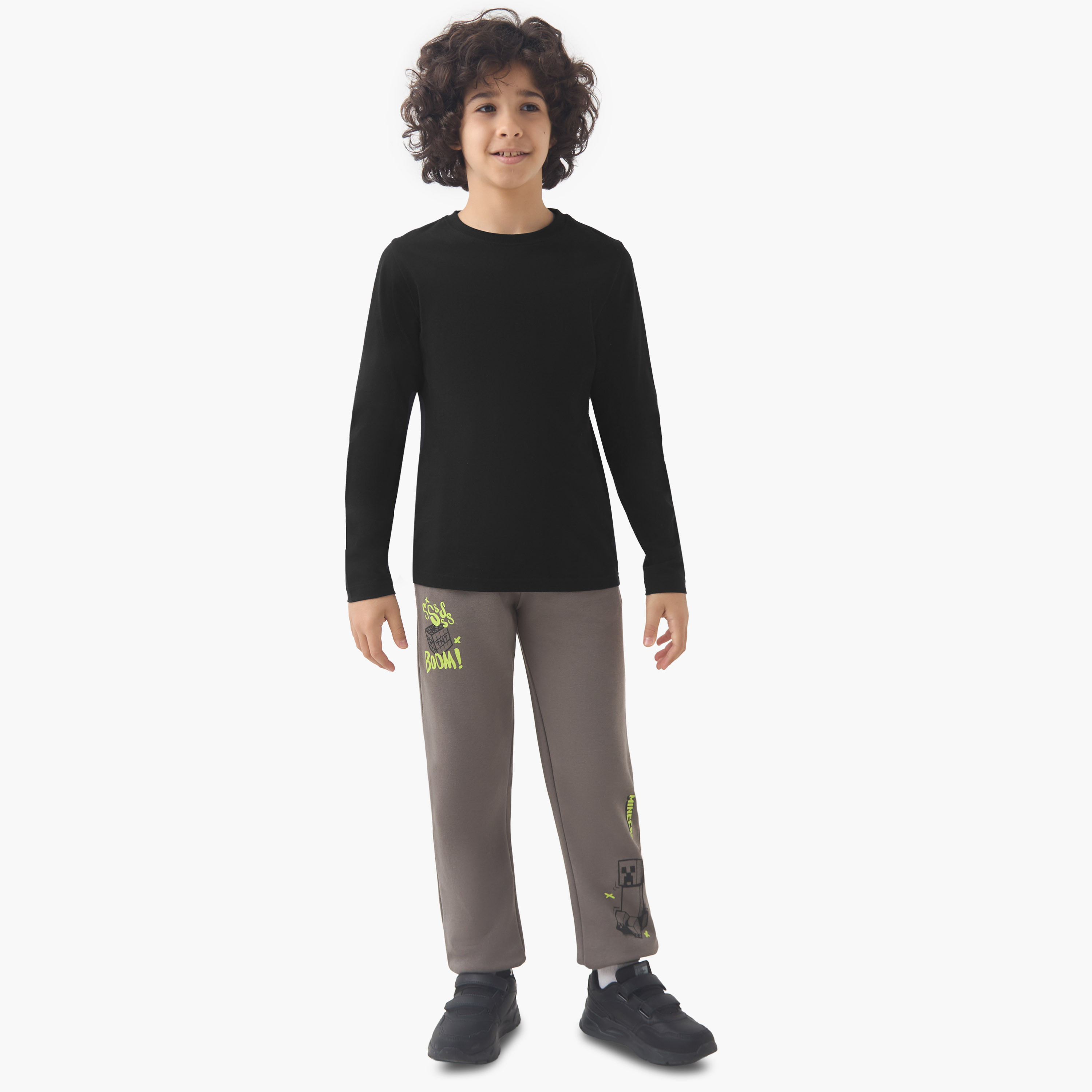 Minecraft Boys' Joggers with Print - Cotton - Elasticated Drawstring-boys-clothing-bottoms-joggersandtrackpants-image-2