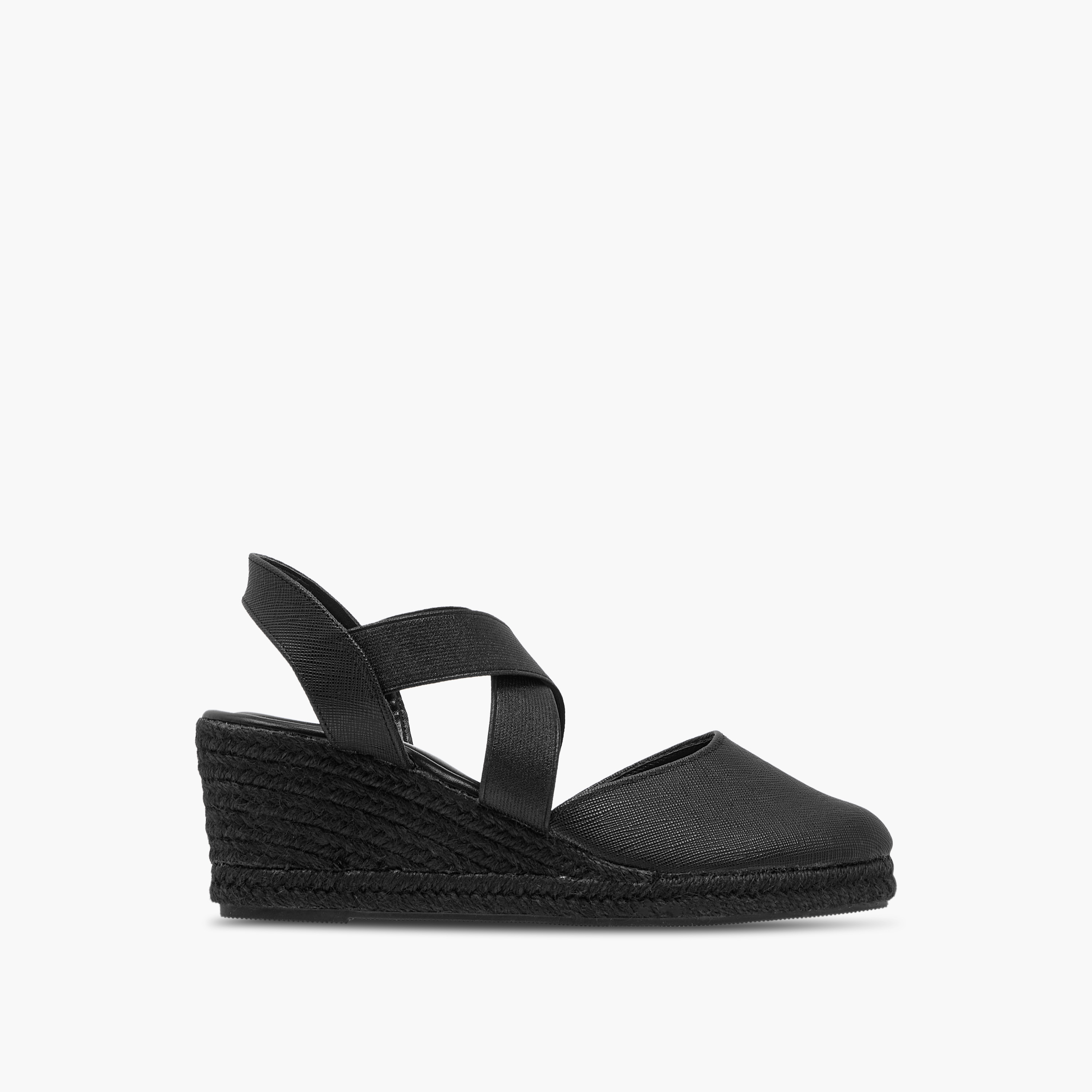 Flora Bella Textured Wedge Heel Shoes with Elasticated Strap-women-shoes-heels-image-3