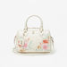 Elle Floral Print Bowler Bag with Detachable Strap and Zip Closure-Women%27s Handbags-thumbnail-0