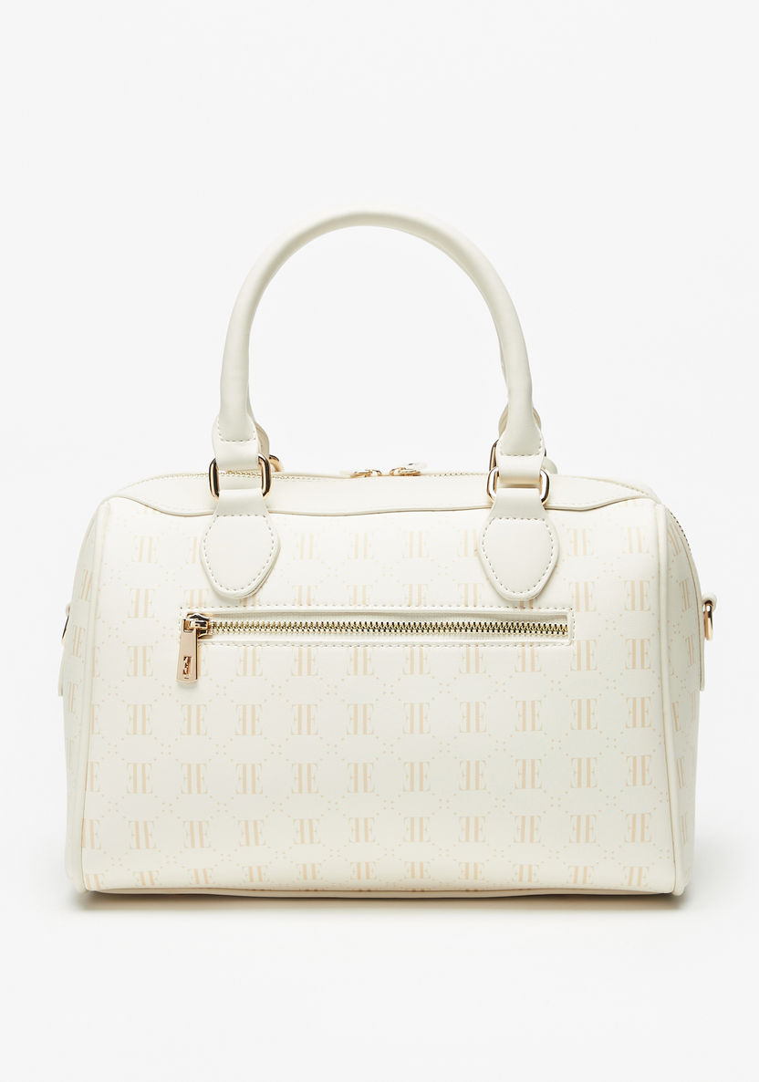 Elle Floral Print Bowler Bag with Detachable Strap and Zip Closure-Women%27s Handbags-image-3